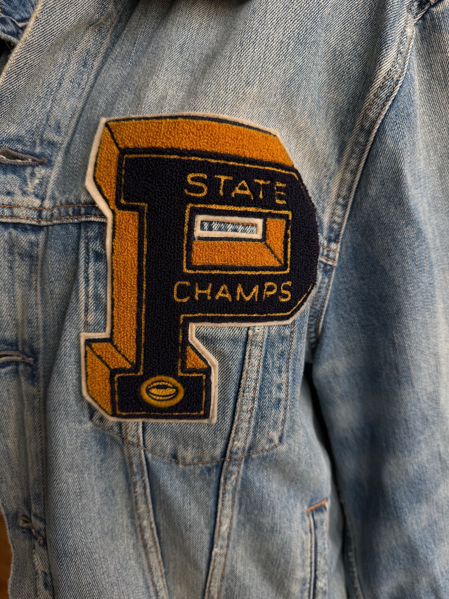 00s Polo Ralph Lauren denim jacket with tiger on back. Fits S-L
