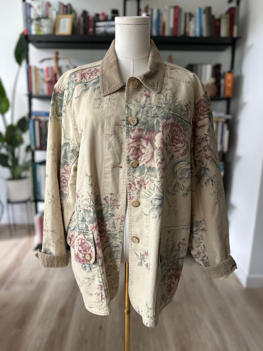 00s Coldwater Creek light floral barn coat