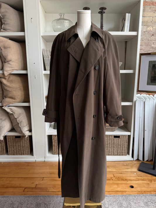 90s Chaps Ralph Lauren brown trench with removable wool lining.