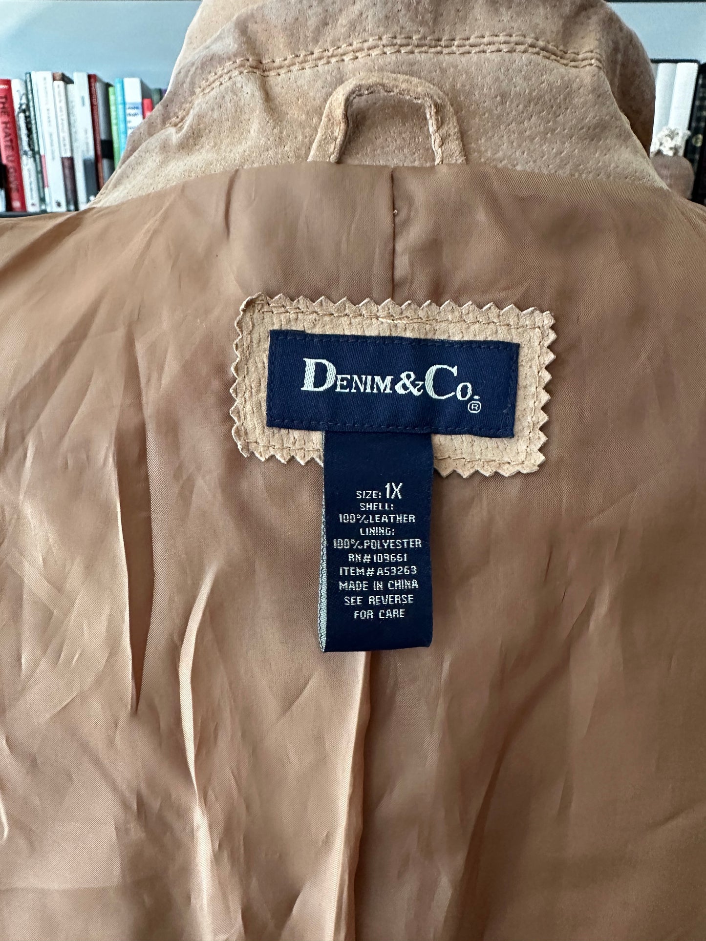 90s Denim & Co washable suede fringe jacket