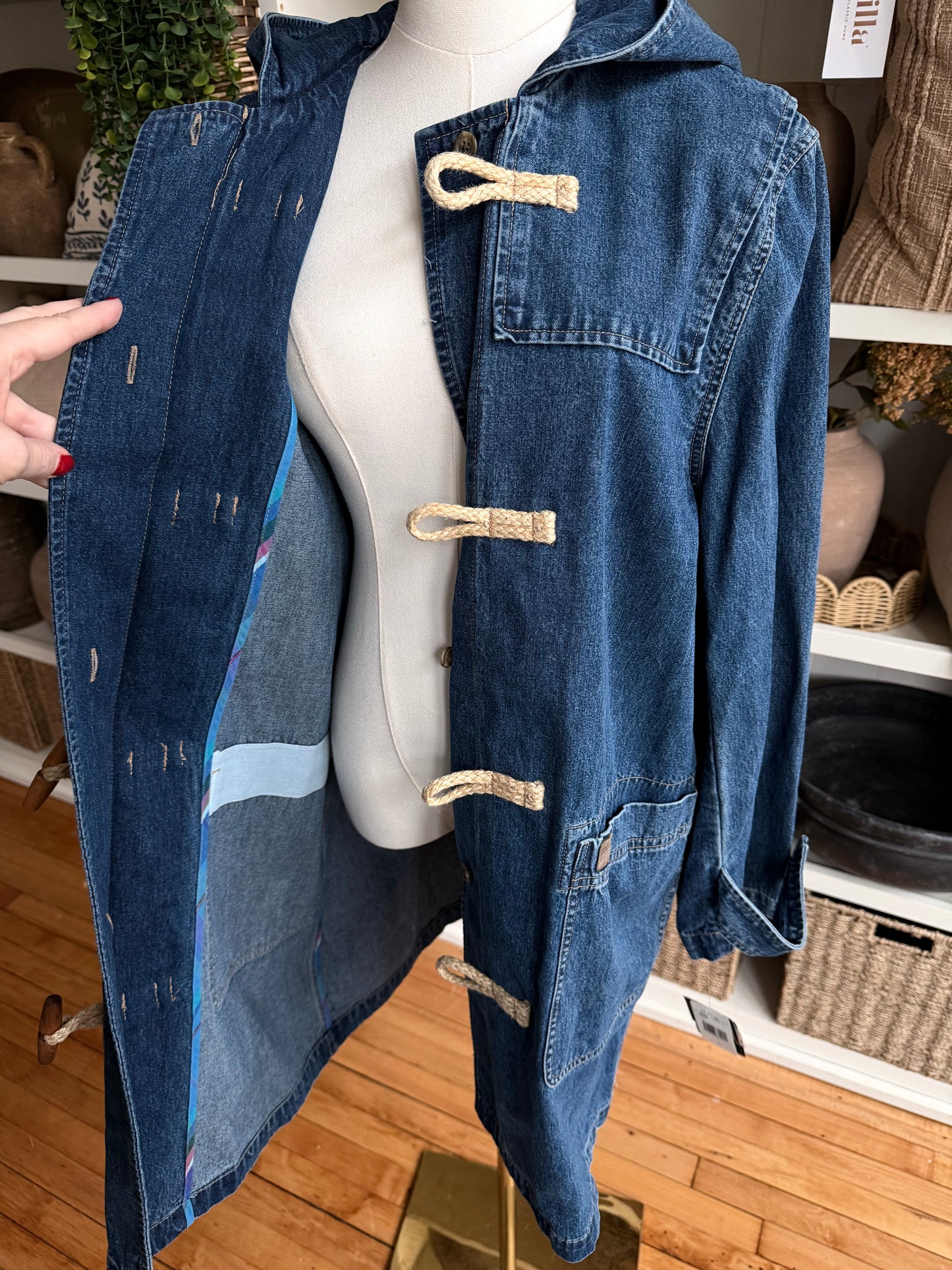 90s Lauren Jeans Co denim toggle coat. NWT. Made in Hong Kong