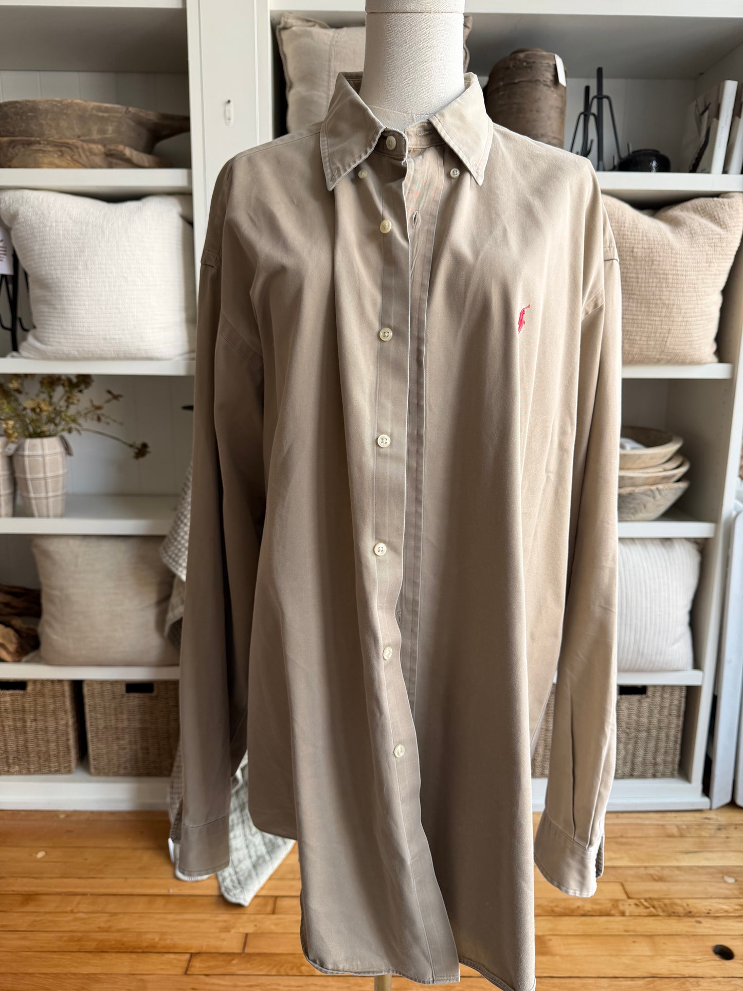 90s Ralph Lauren tan button down