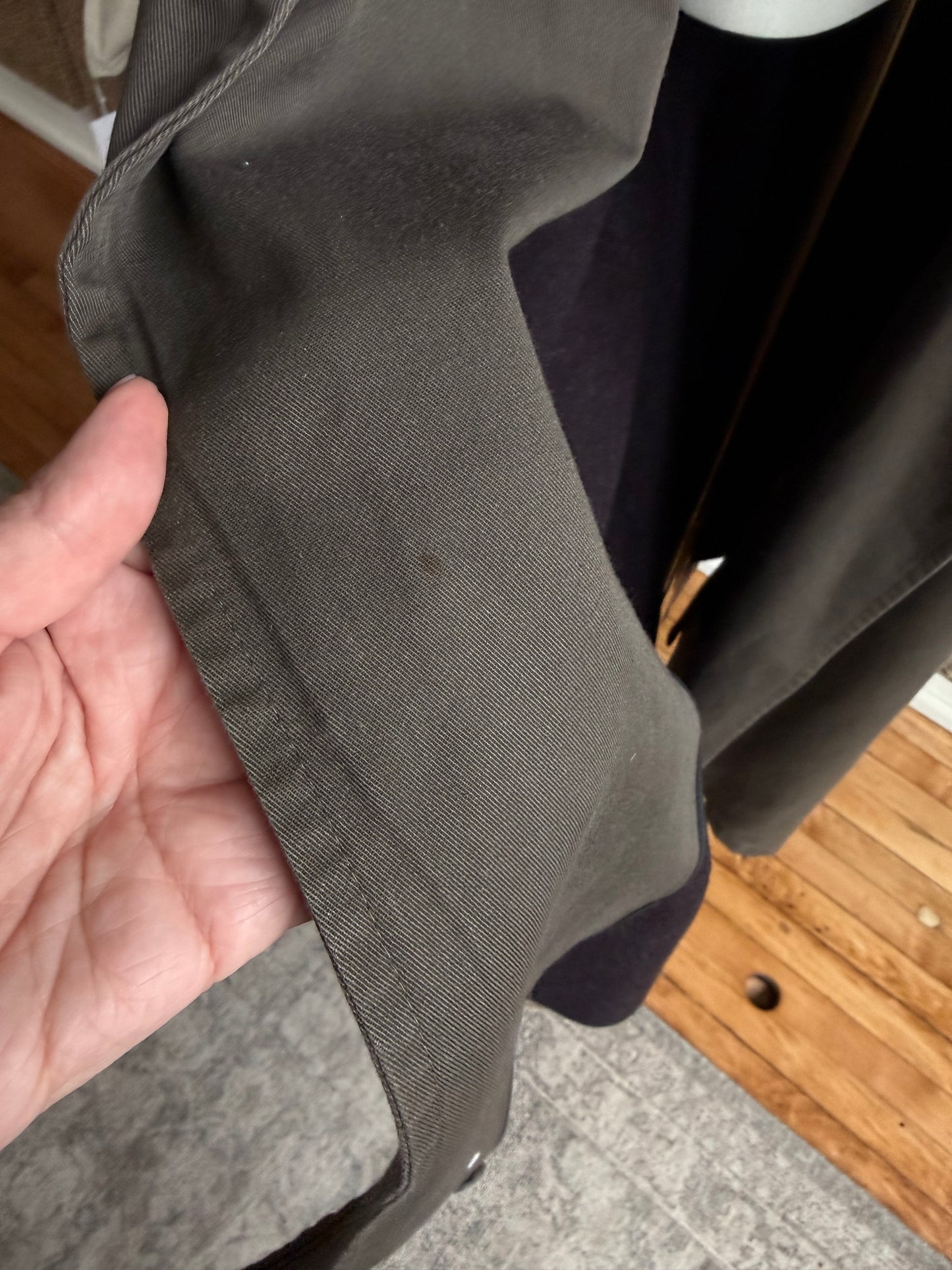 80s/90s Christian Dior green trench with zip out wool lining.