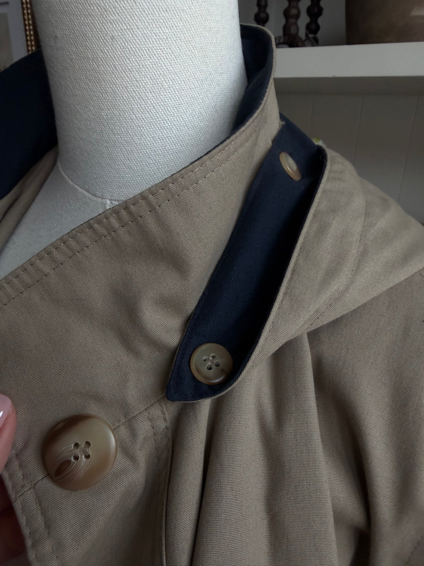 90s Fleet Street Petite khaki trench with removable hood