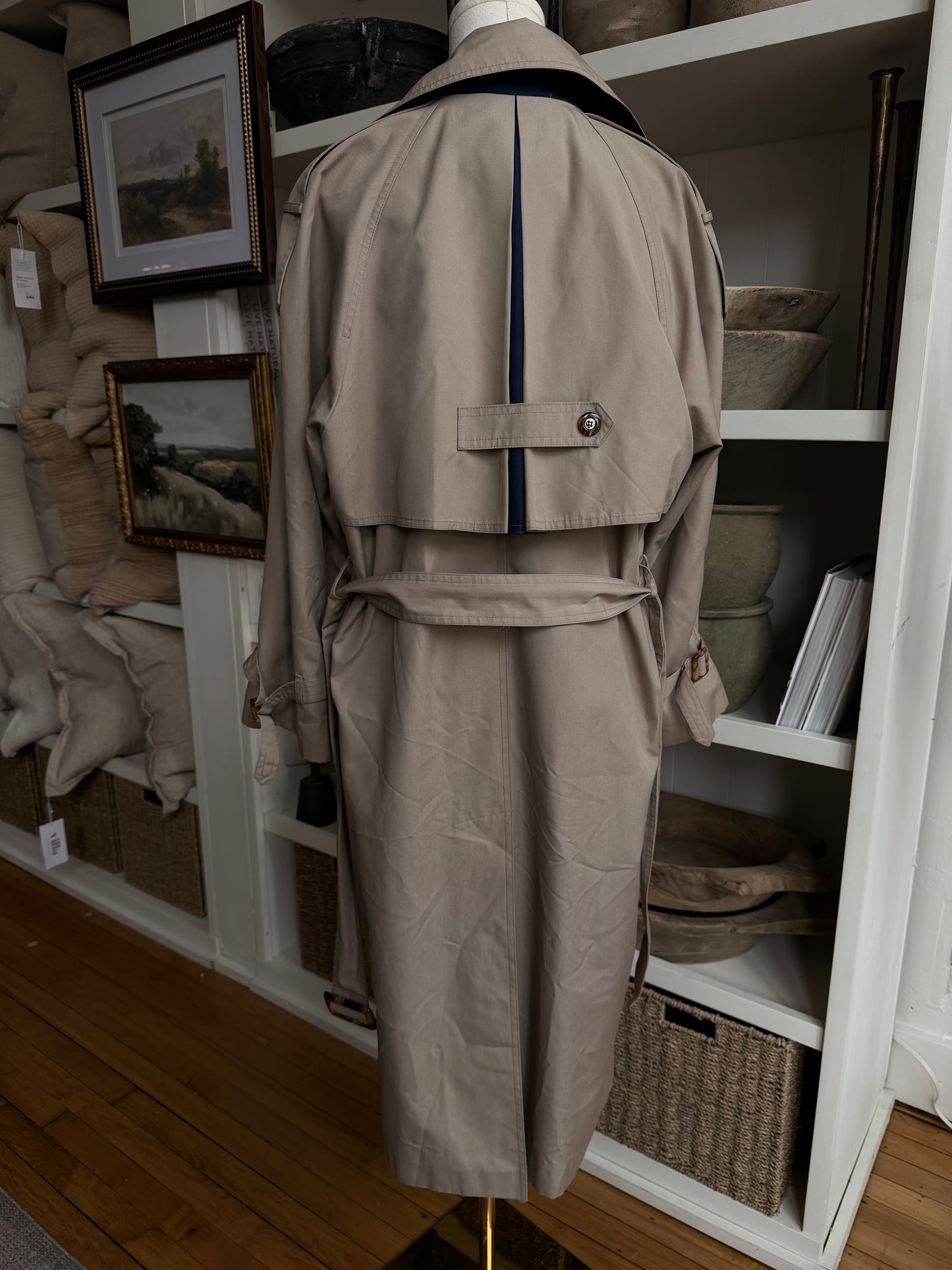 90s J.Galley khaki trench with navy details