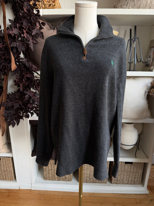 00s Polo Ralph Lauren gray cotton half zip. Fits XS-M