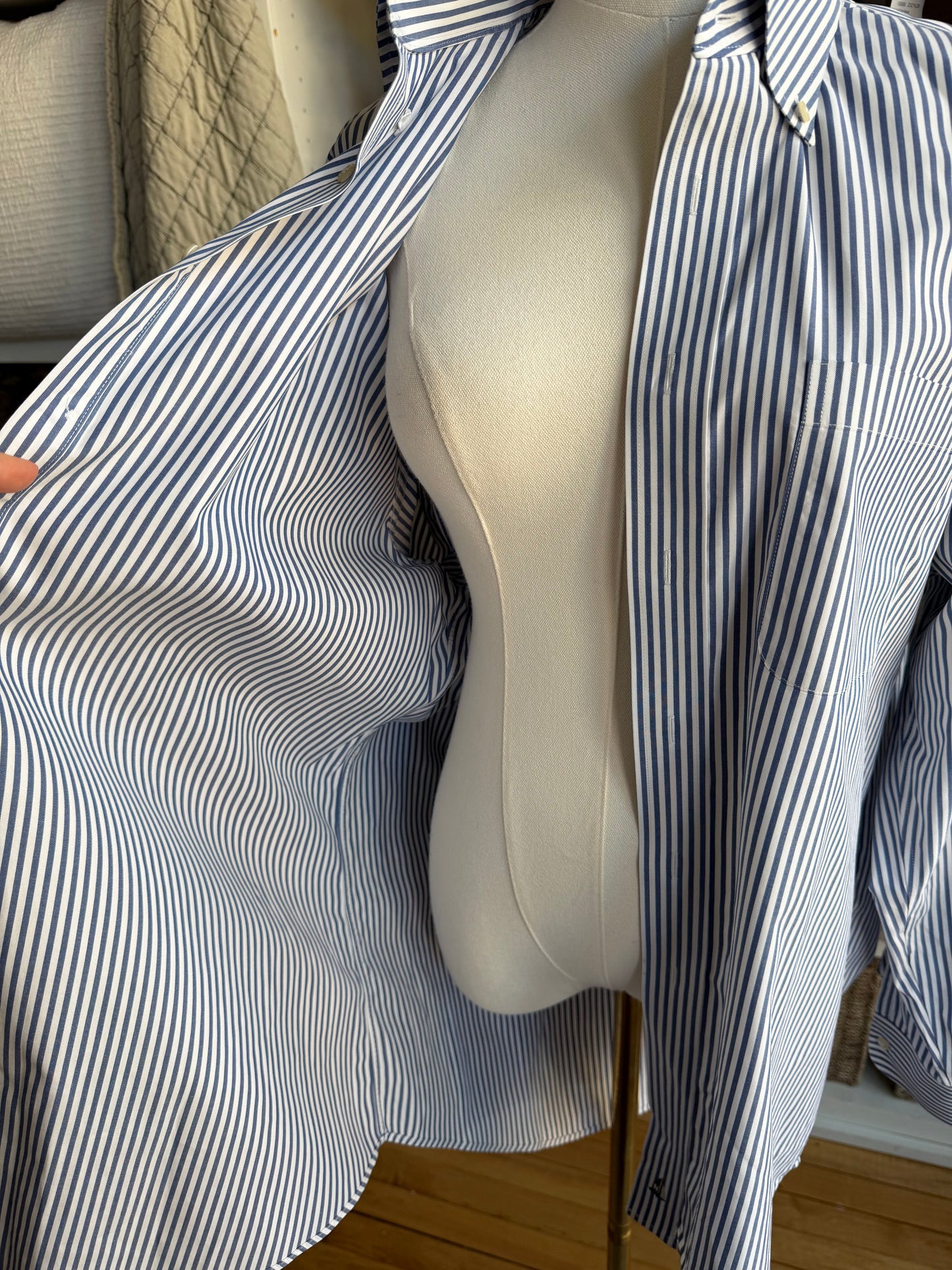 90s Nordstrom blue and white striped poplin button down
