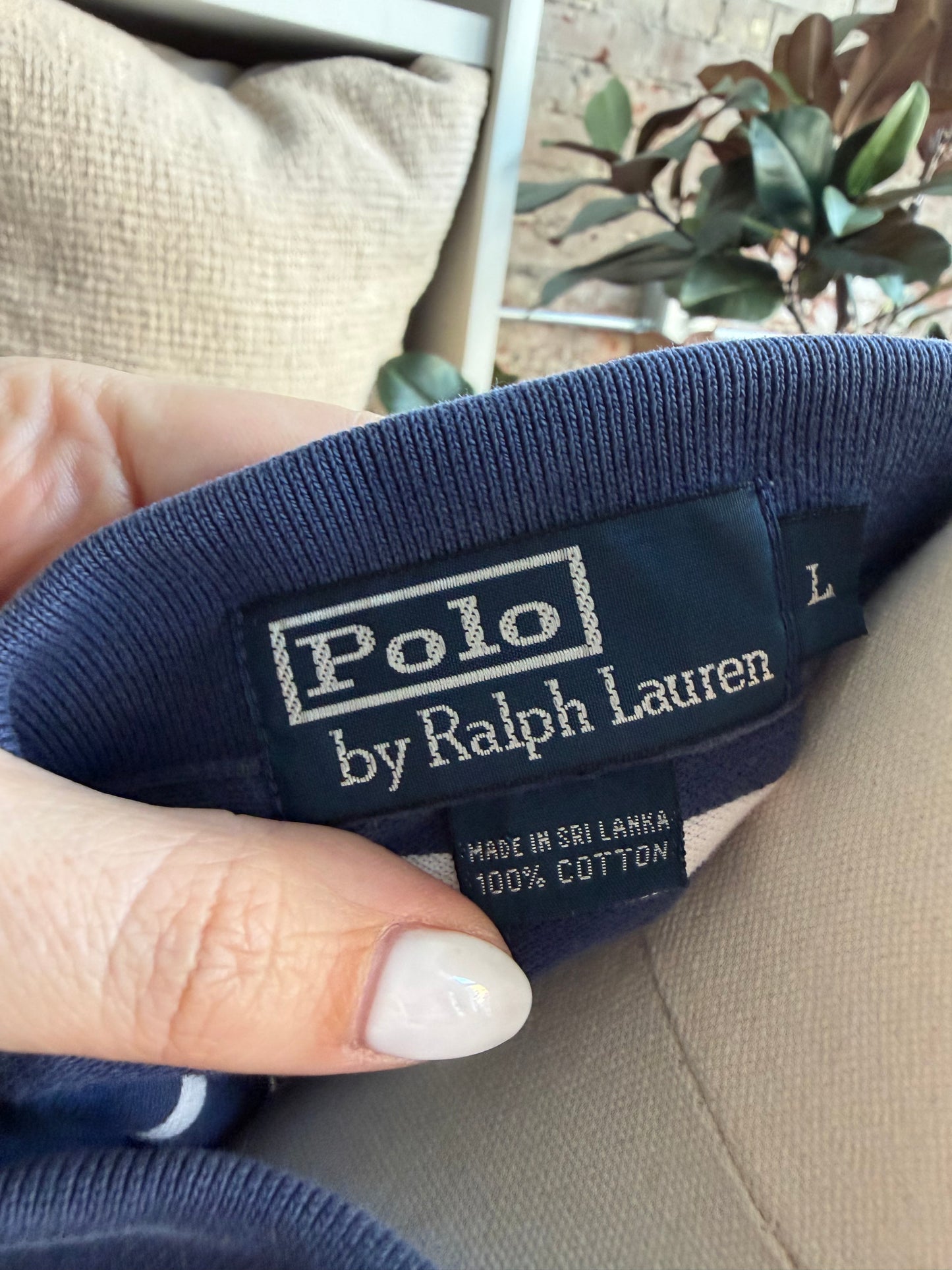 90s Polo Ralph Lauren blue stripe polo shirt
