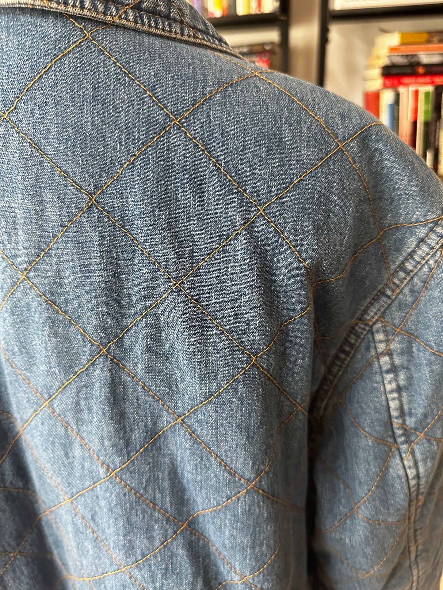 90s Lauren by Ralph Lauren quilted denim jacket. Made in Hong Kong