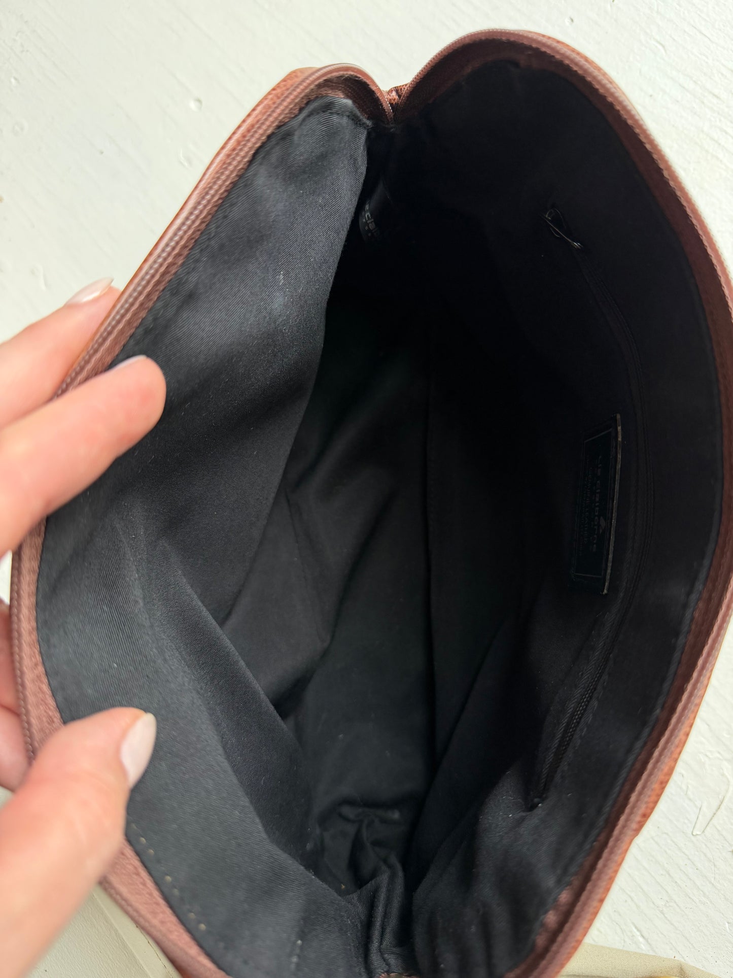 90s Liz Claiborne black and brown pebbled leather handbag
