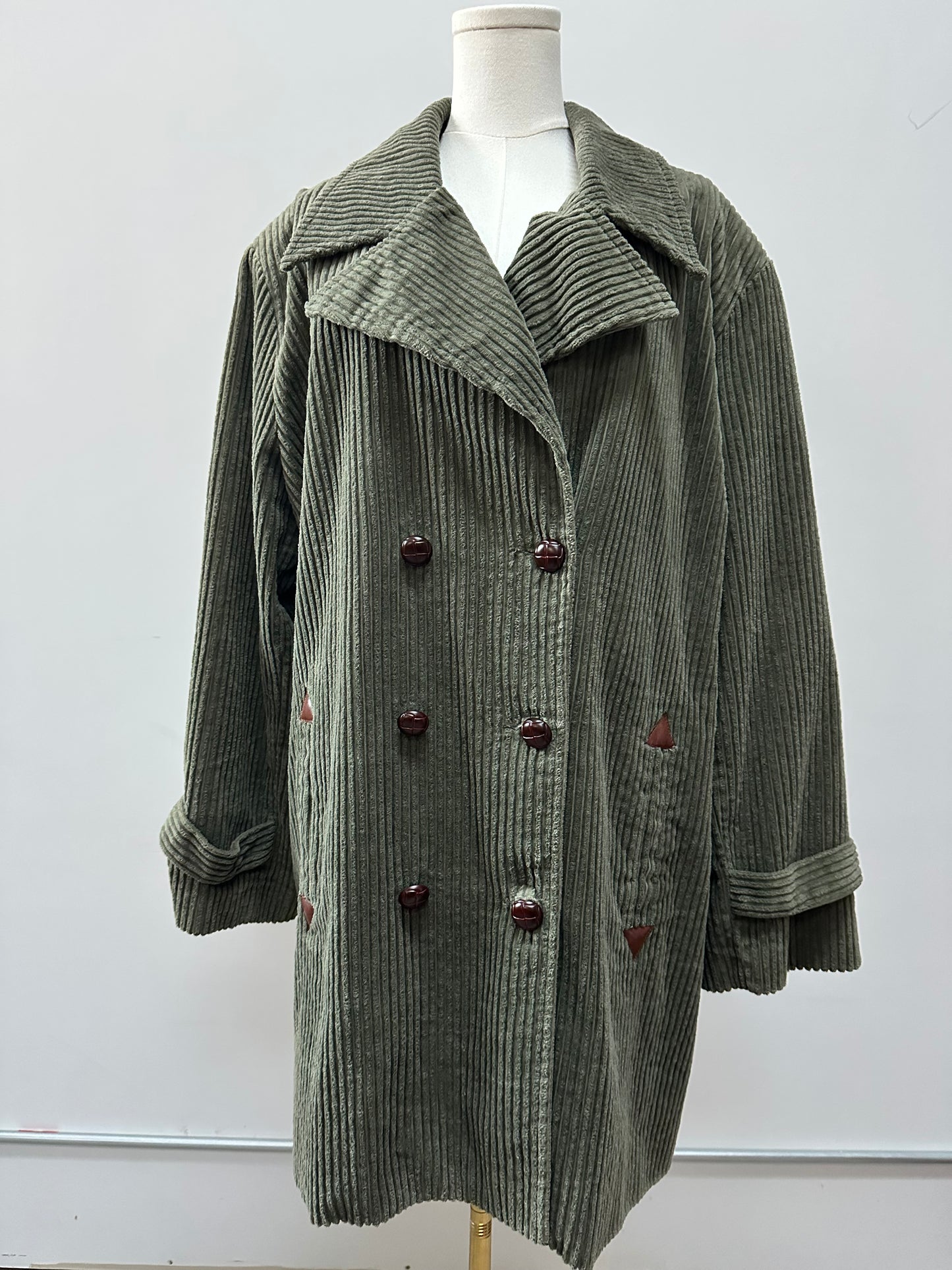 90s Newport News olive green corduroy pea coat