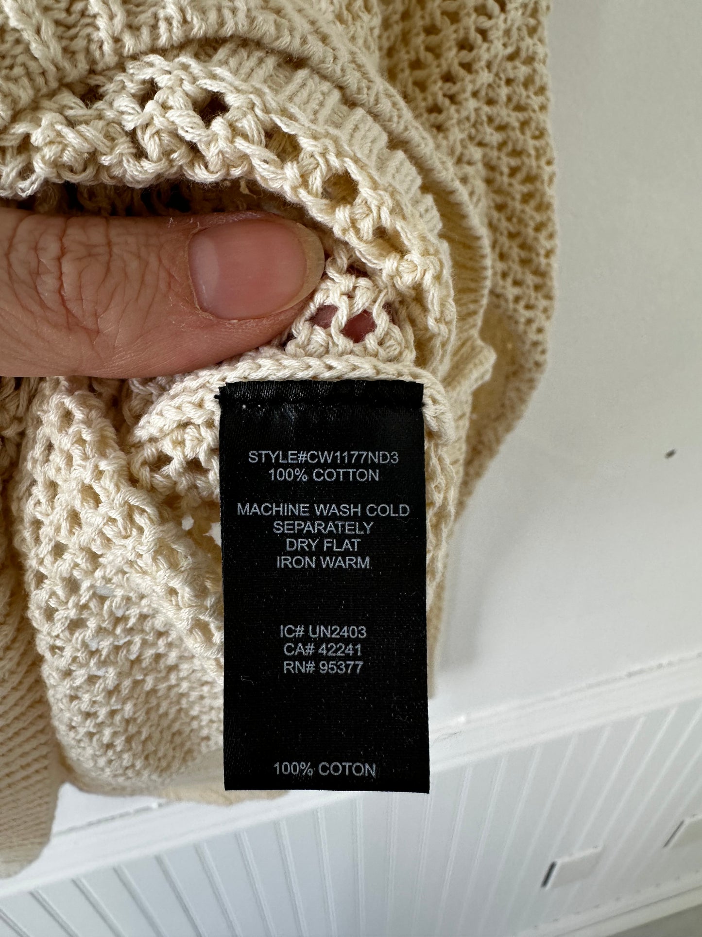 Sanctuary open knit cotton sweater. Size medium