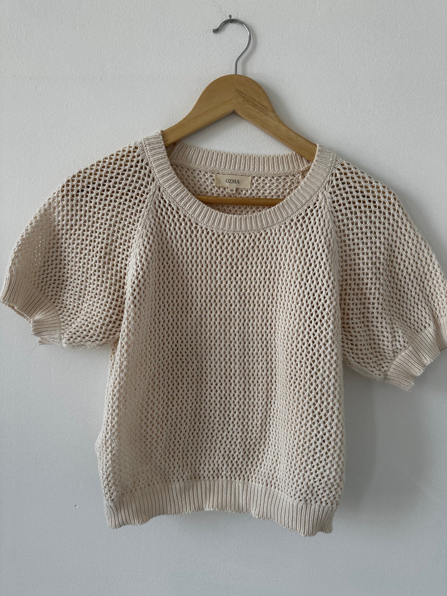 OZMA open knit cotton sweater. Size medium