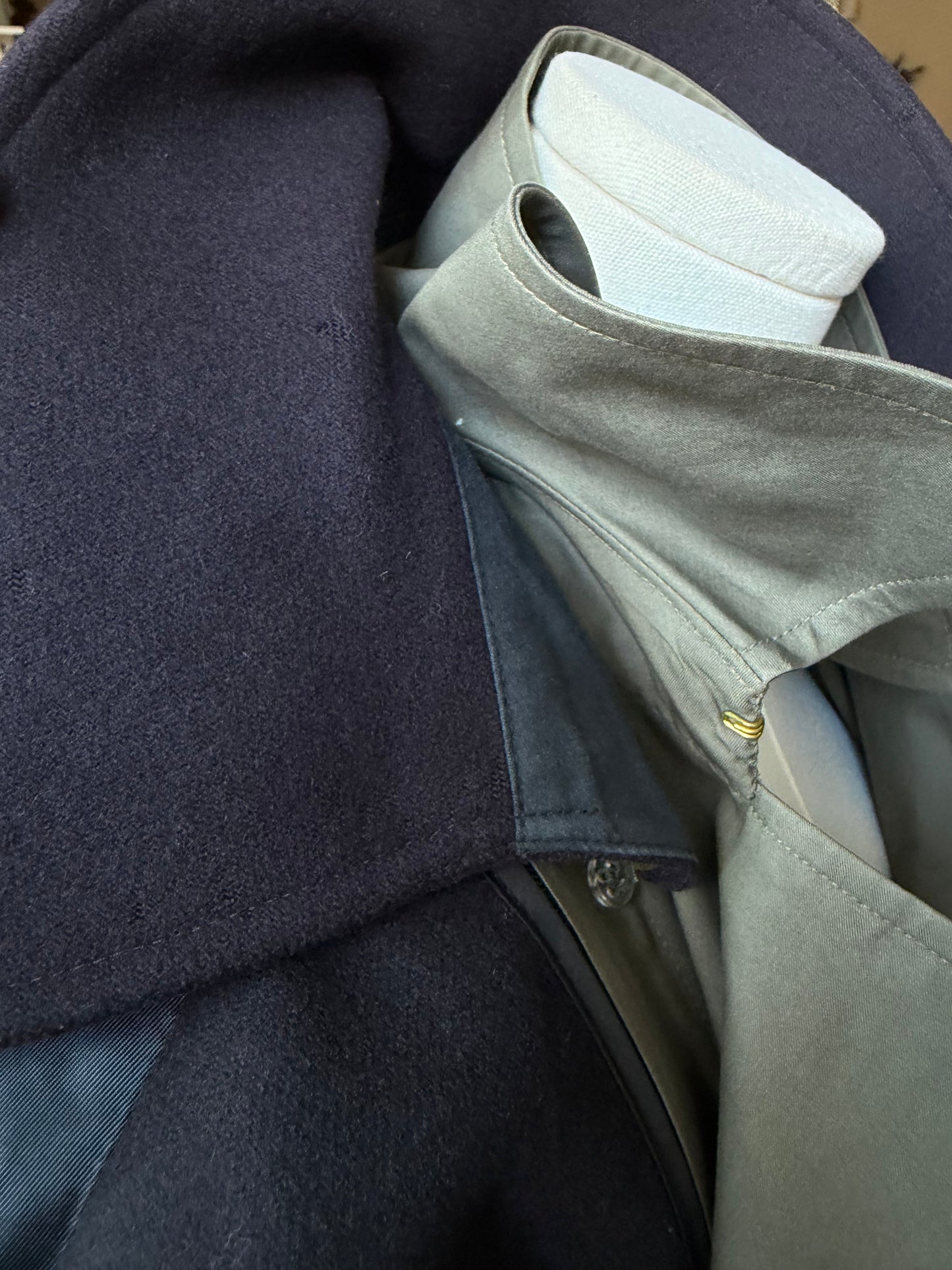 Vintage Burberry green trench with navy wool zip out lining and button off collar. Fits S-L