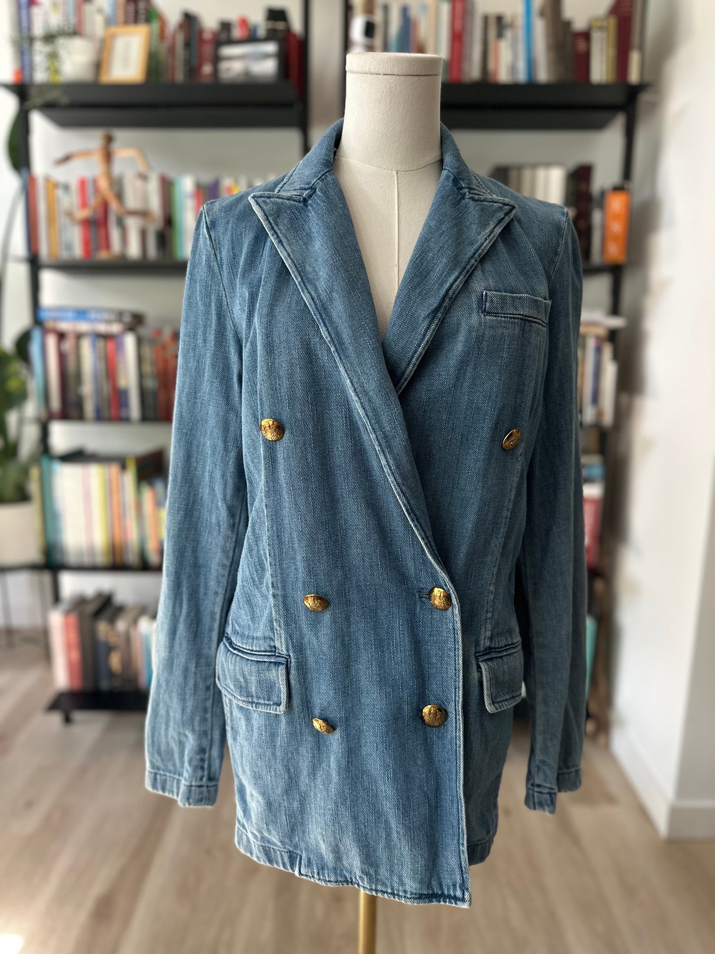 90s Lauren by Ralph Lauren denim double breasted blazer