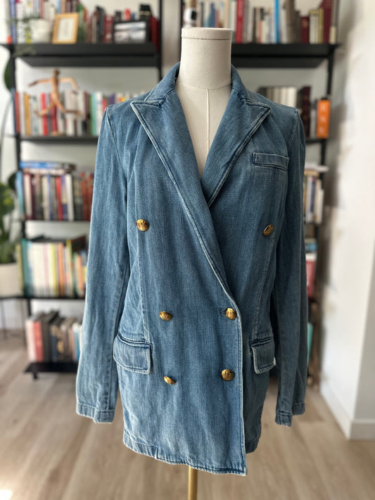 90s Lauren by Ralph Lauren denim double breasted blazer