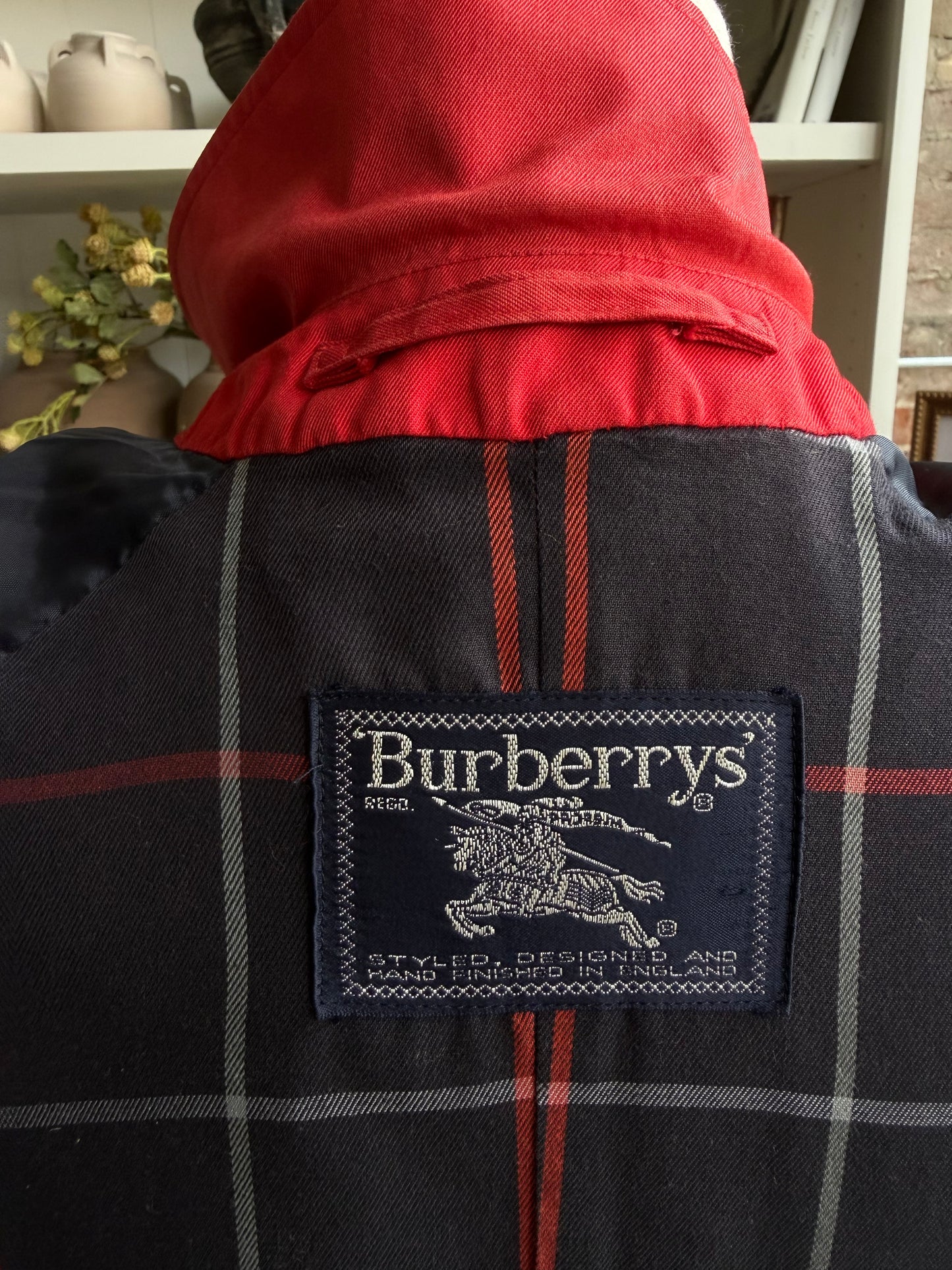 Vintage Burberry red trench. Made in England. Sourced in Paris