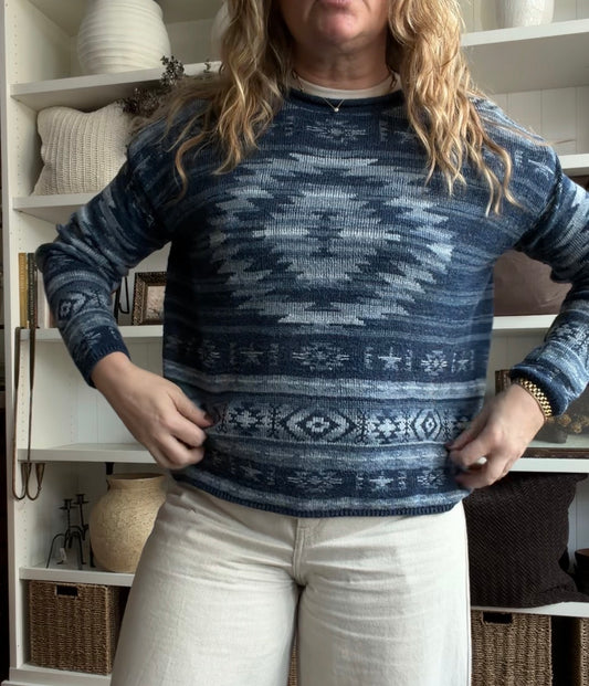 Polo Ralph Lauren blue cotton sweater. Fits S-L