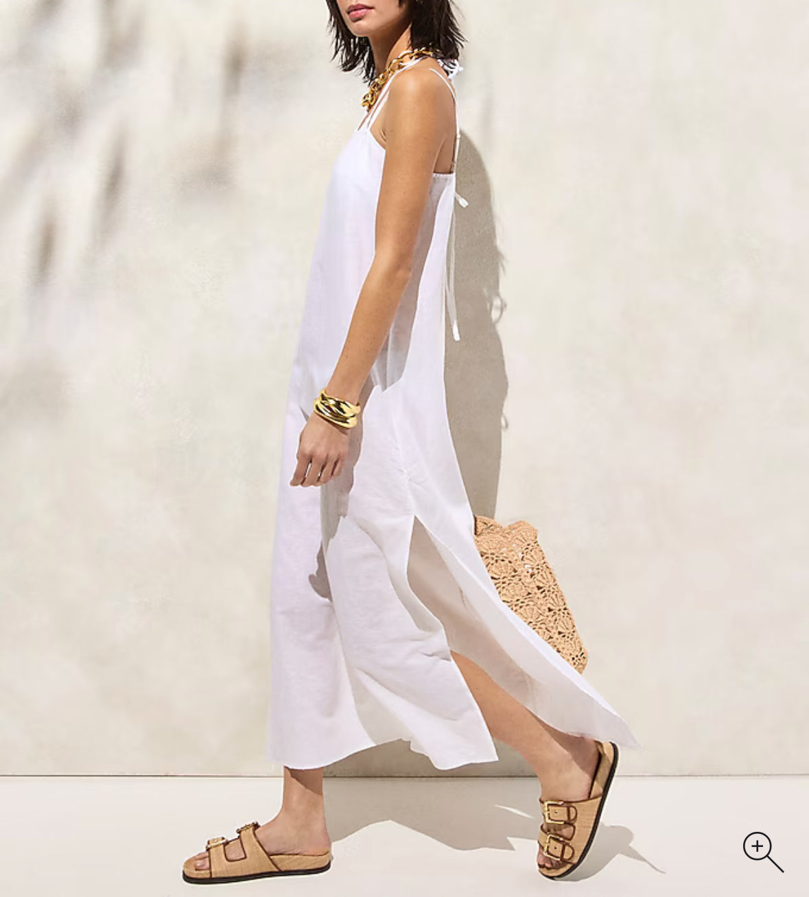 JCrew Linen cotton blend tie-back midi dress. NWT