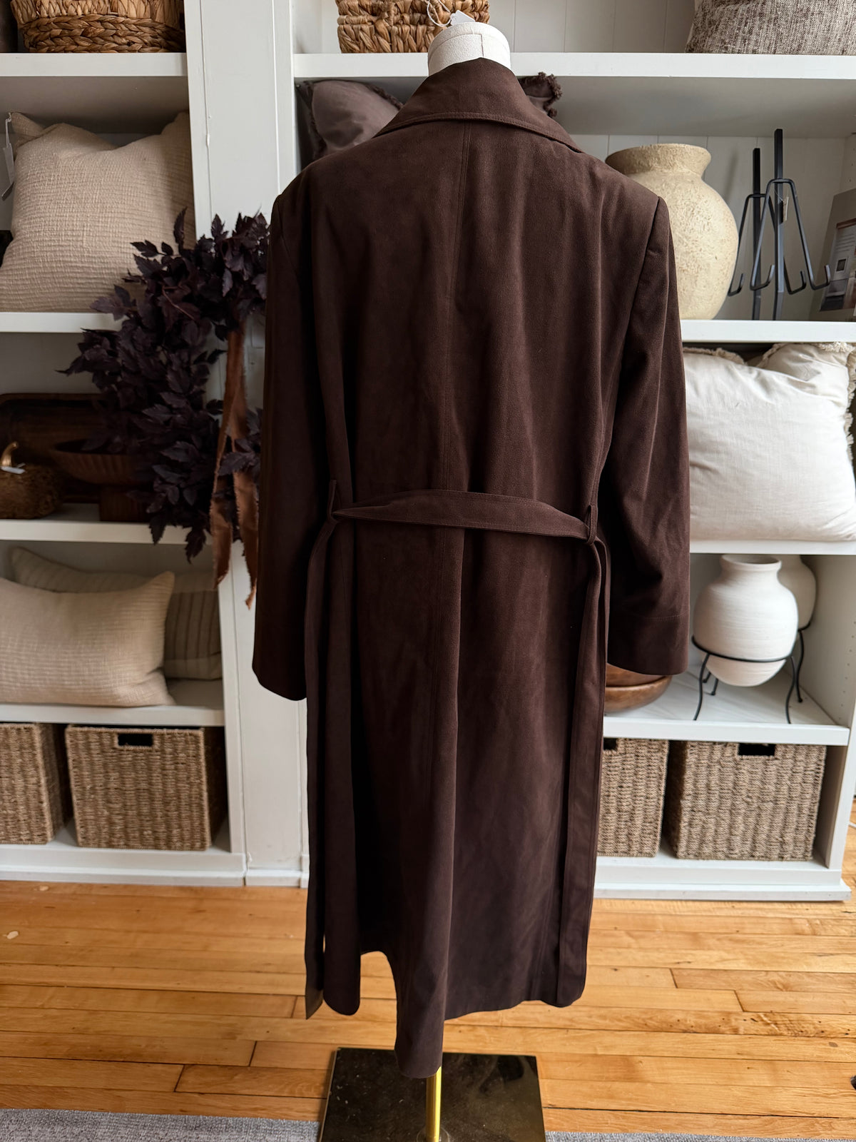 70s Christian Dior Ultrasuede brown trench. Made in the USA. Fits S-L petite