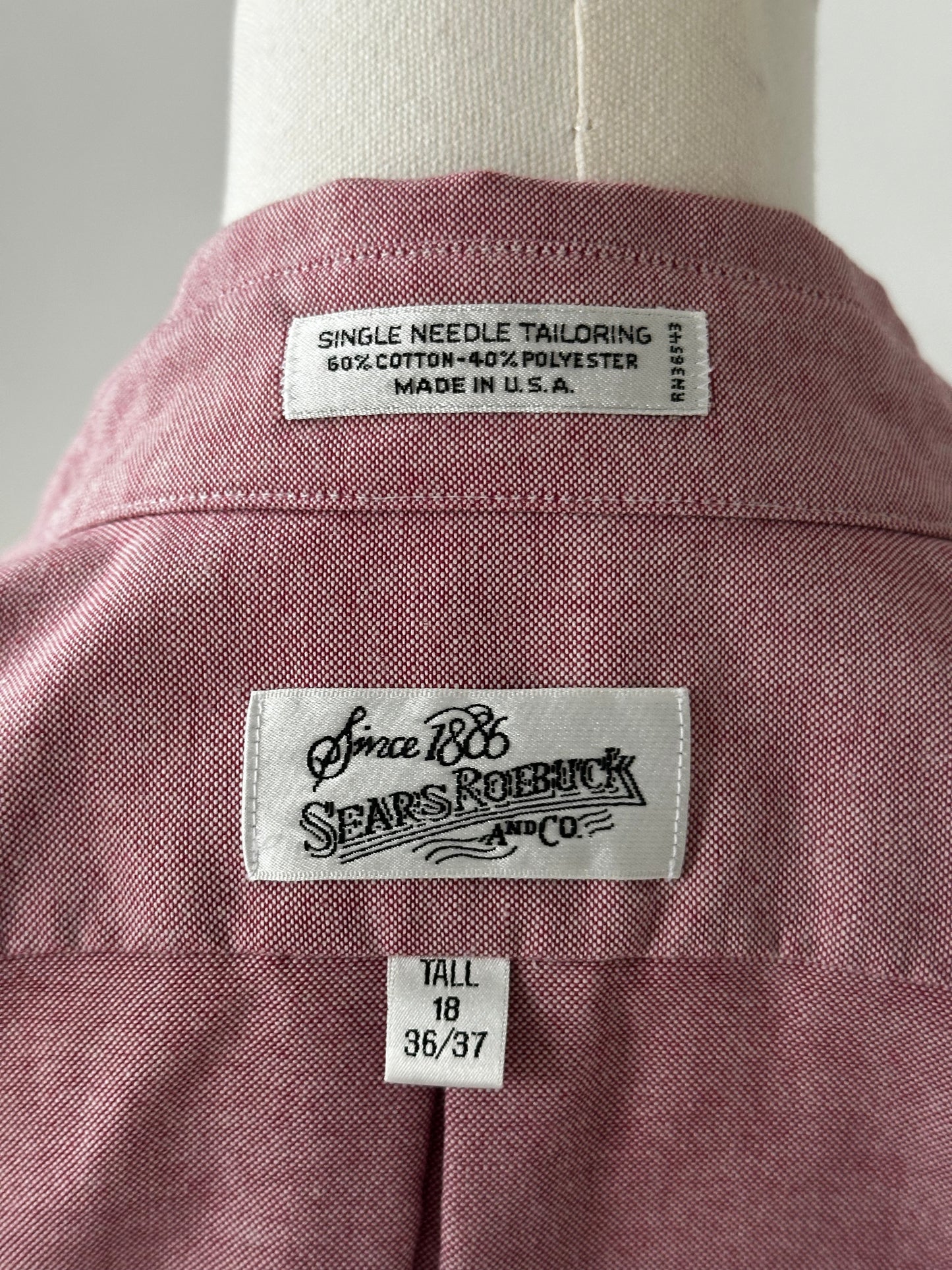 80s Sears Robuck faded red oxford. Made in USA