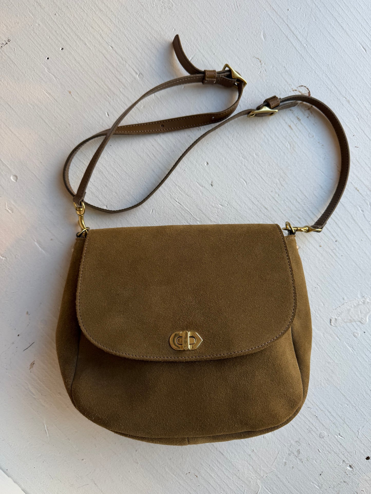Clare V Turlock Louis in Oat suede (olive green)