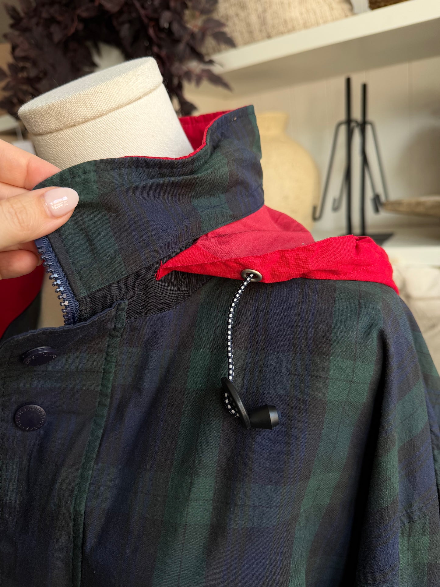 90s Chaps Ralph Lauren plaid anorak windbreaker. Made in Korea. Fits S-L