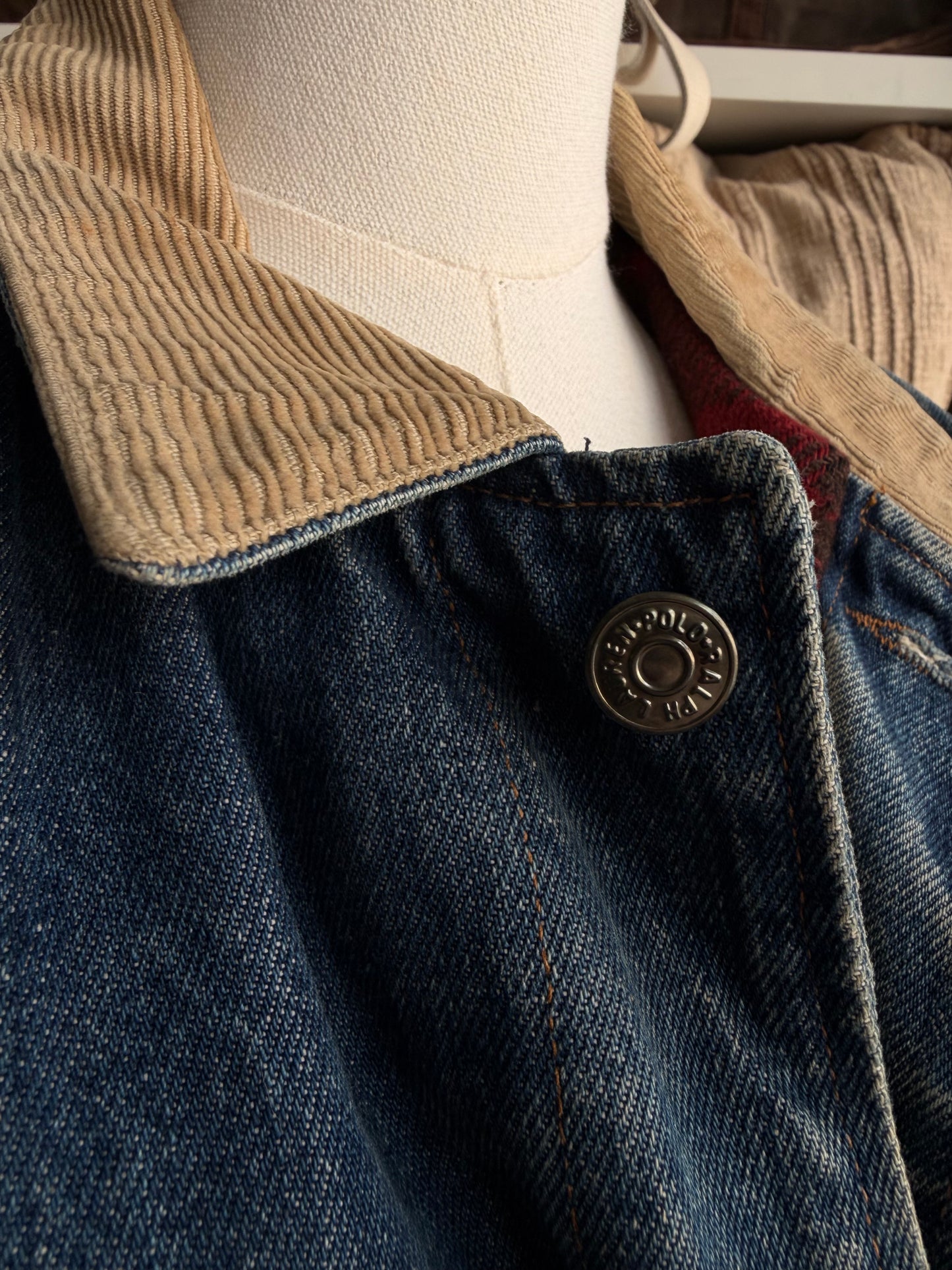 80s Polo Ralph Lauren denim wool lined denim jacket. Made in the USA