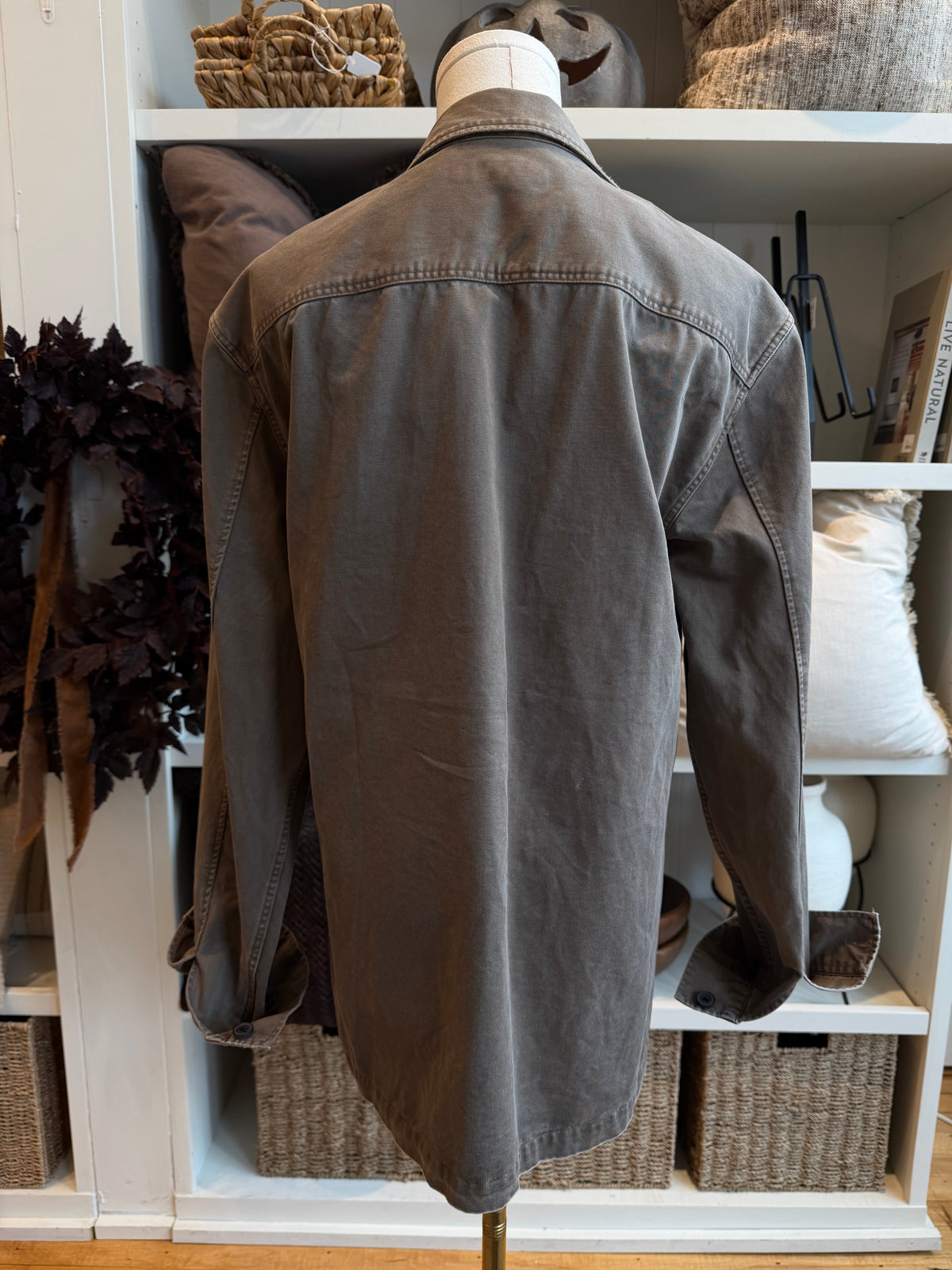 All Saints Spotter cotton over shirt in cargo green. Size medium