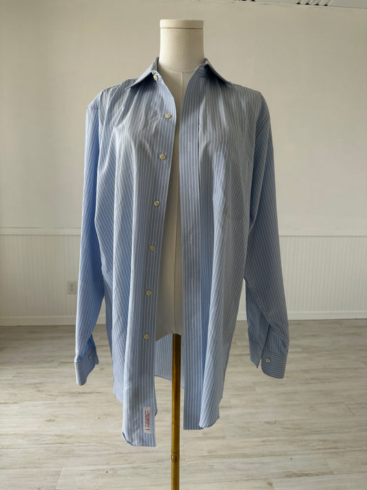 90s Brooks Brothers blue with white stripe button down