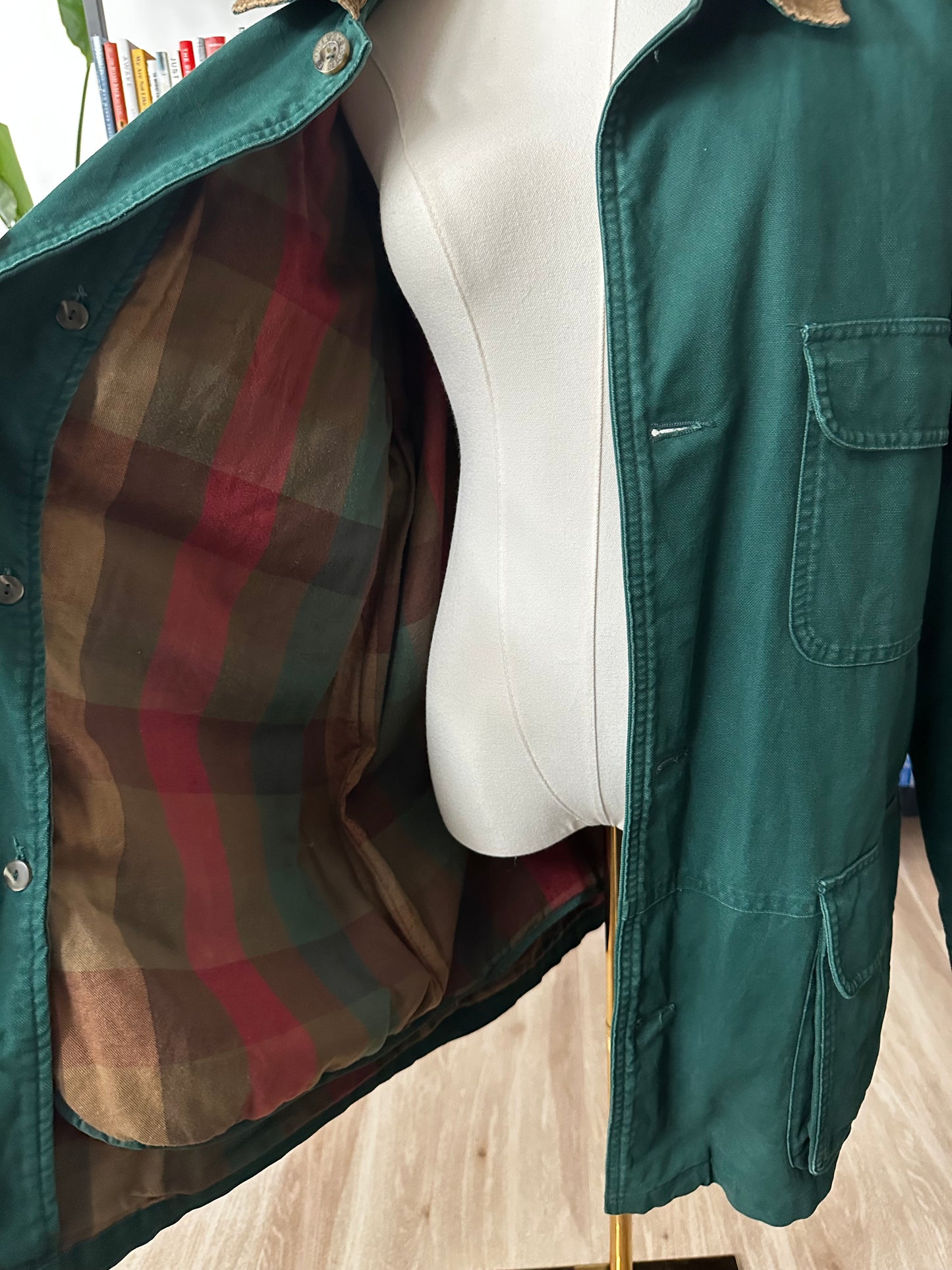 90s Eddie Bauer green barn coat with removable goose down liner. Made in Korea