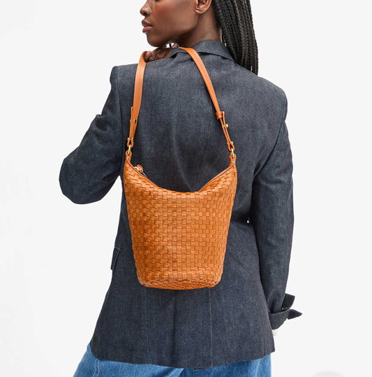 Clare V petite Jeanne natural woven leather