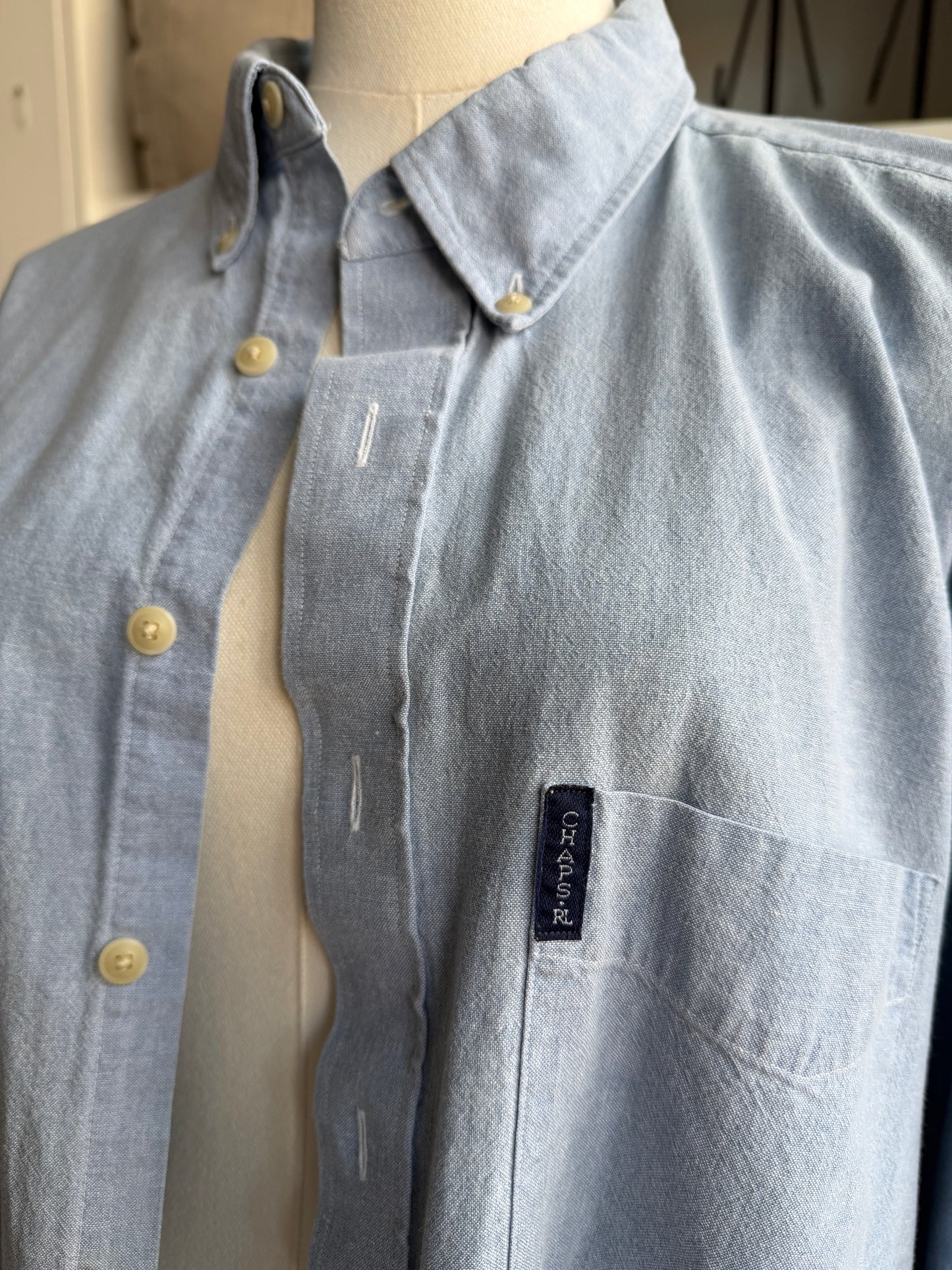 90s Chaps Ralph Lauren chambray button down. Made in the USA