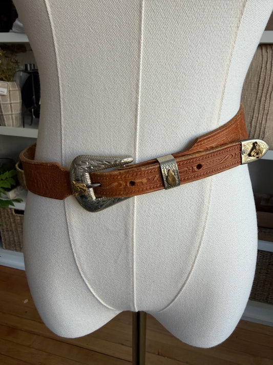 80s Ralph Lauren tooled leather western belt