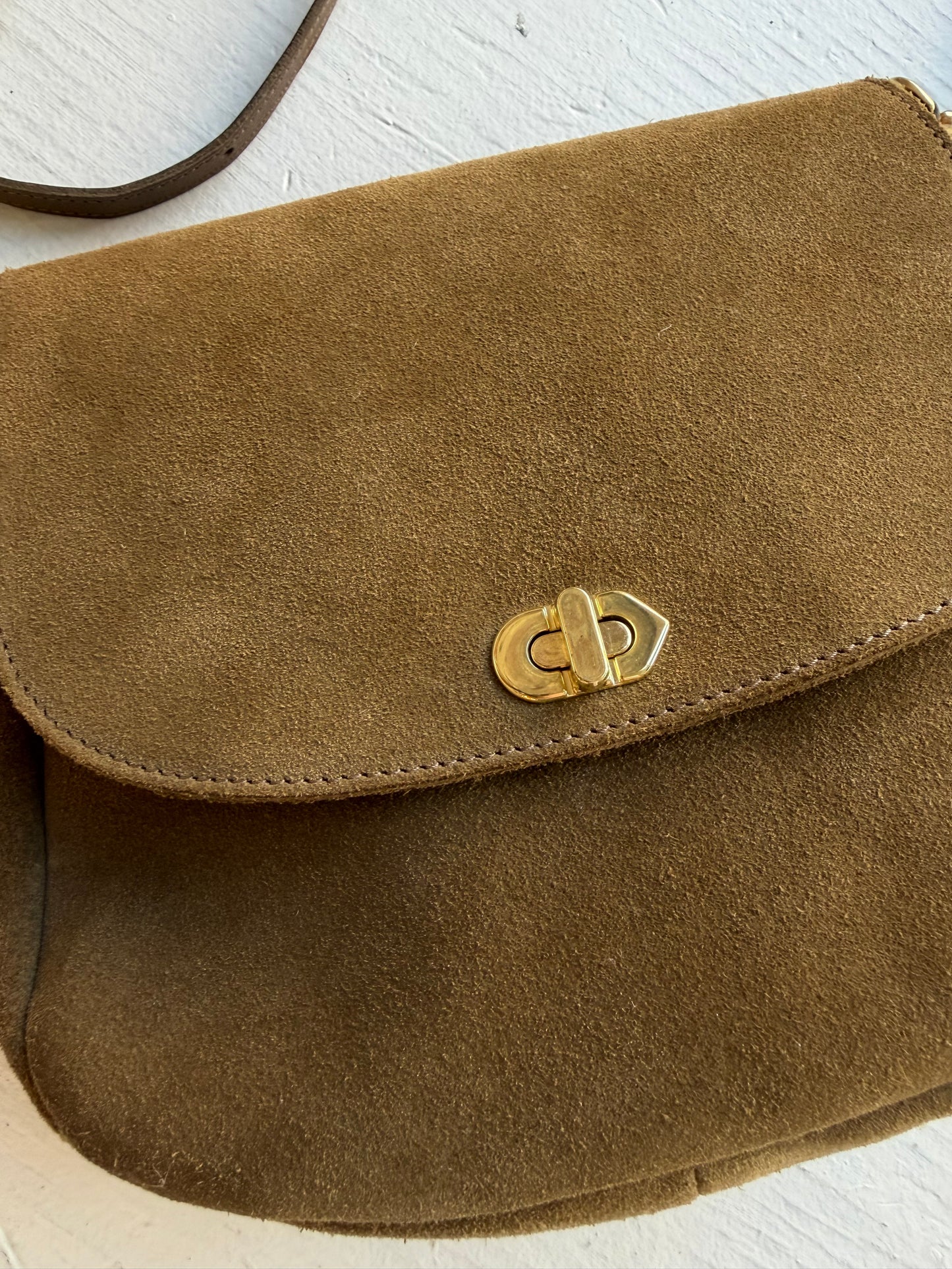 Clare V Turlock Louis in Oat suede (olive green)