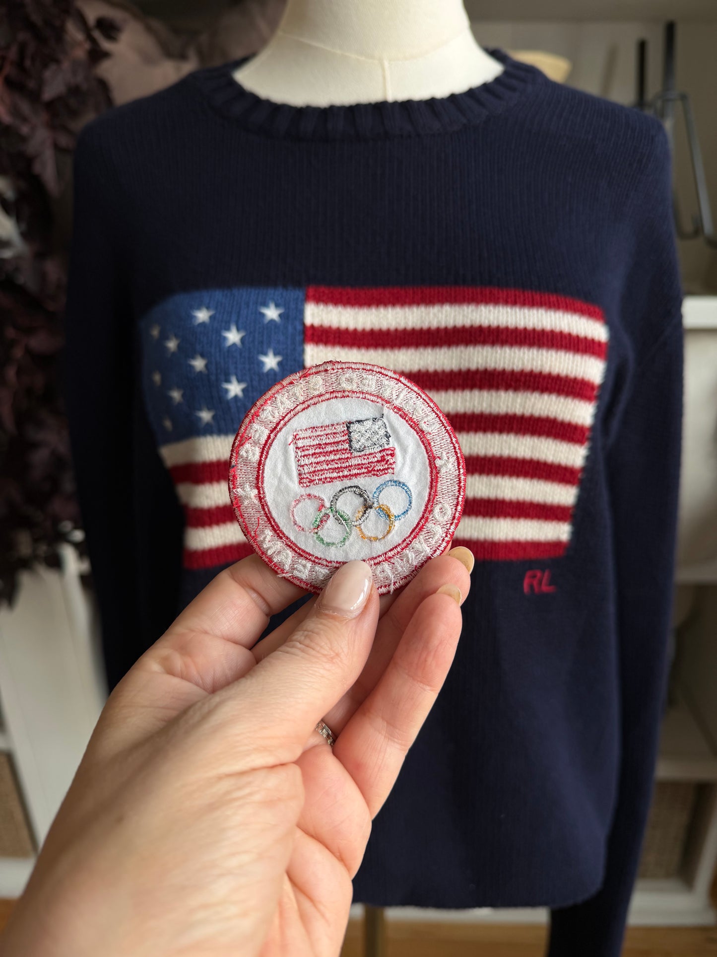Polo Ralph Lauren 2016 Olympic flag sweater with patch. Fits S-L