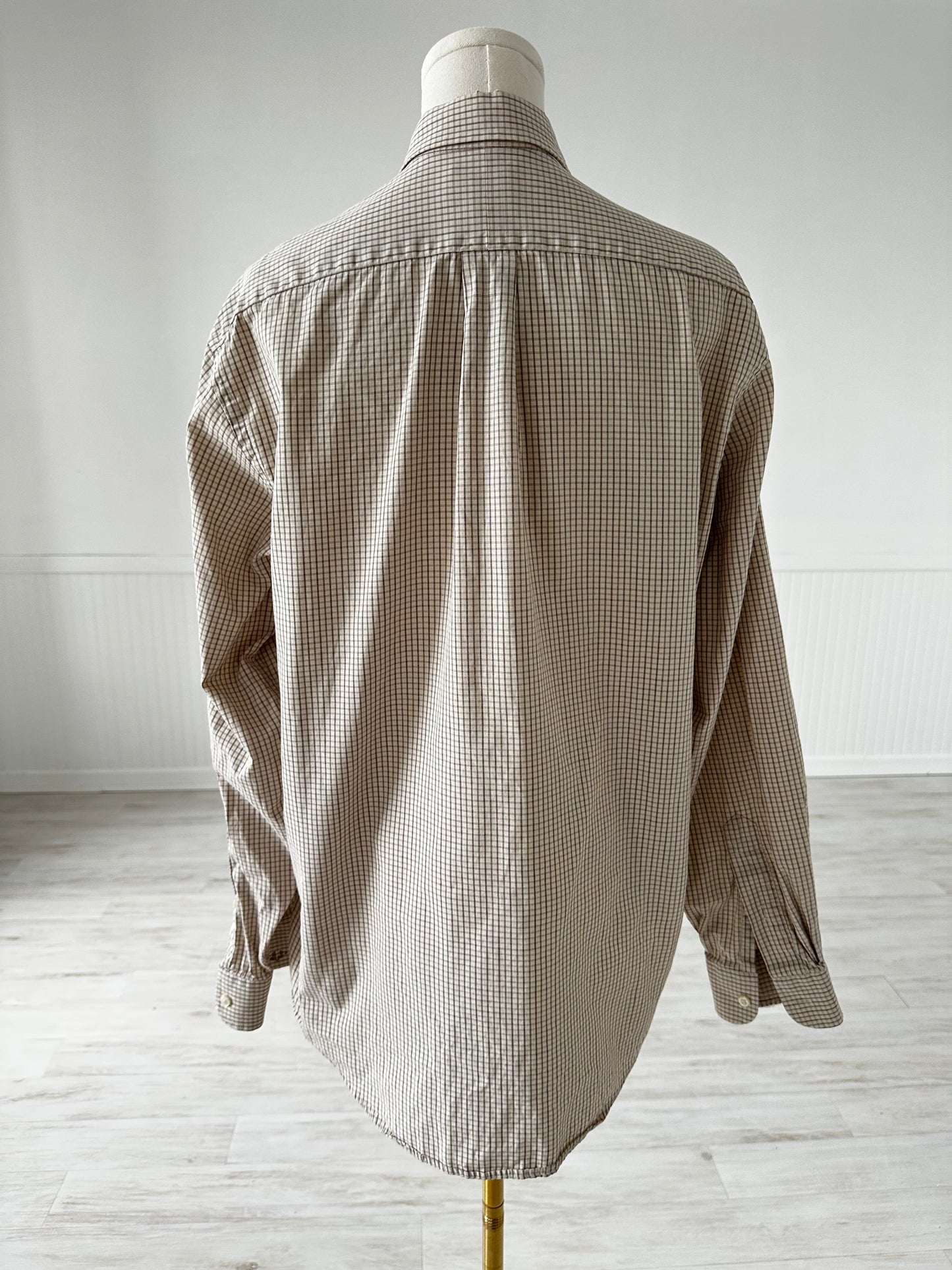 90s LL Bean plaid button down. Made in Hong Kong