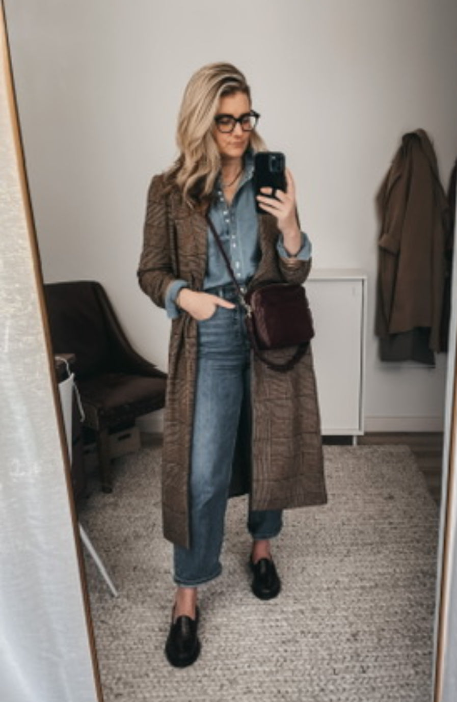 Banana Republic factory plaid trench coat. Size medium