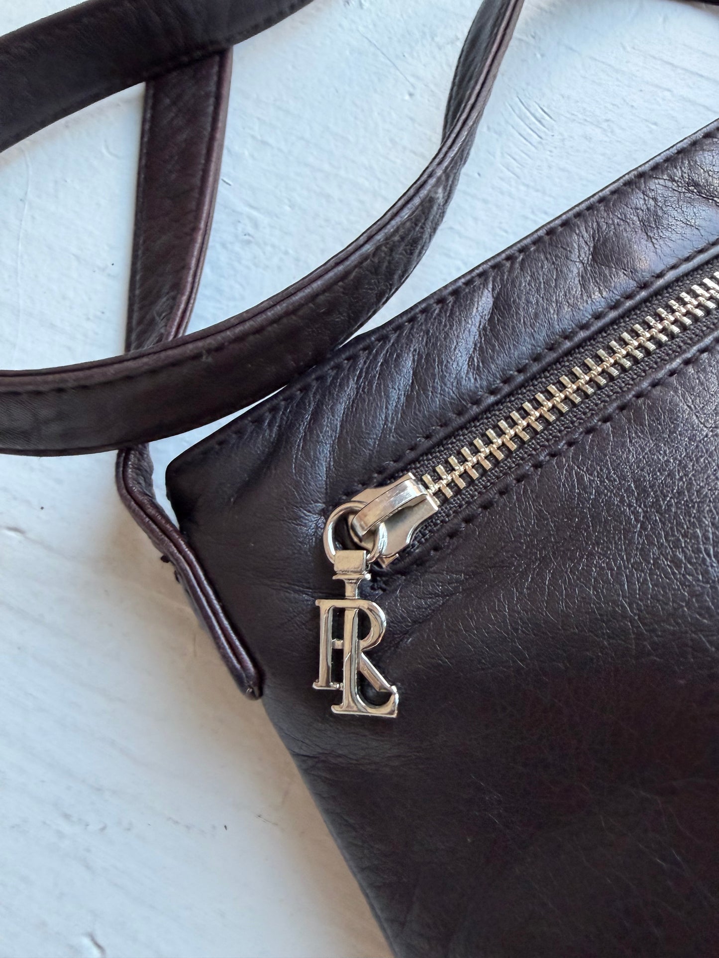 00s Ralph Lauren dark brown leather crossbody