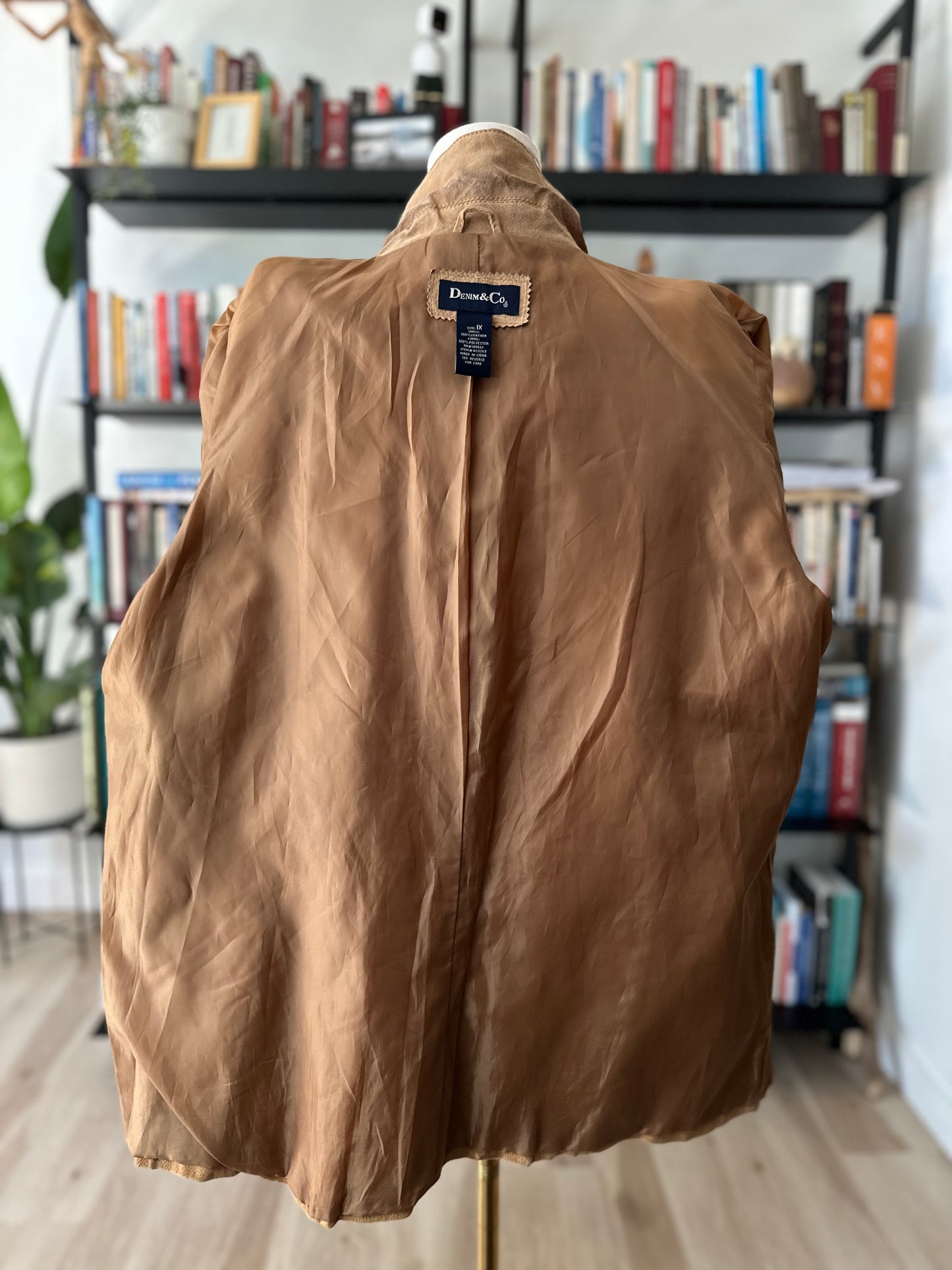 90s Denim & Co washable suede fringe jacket
