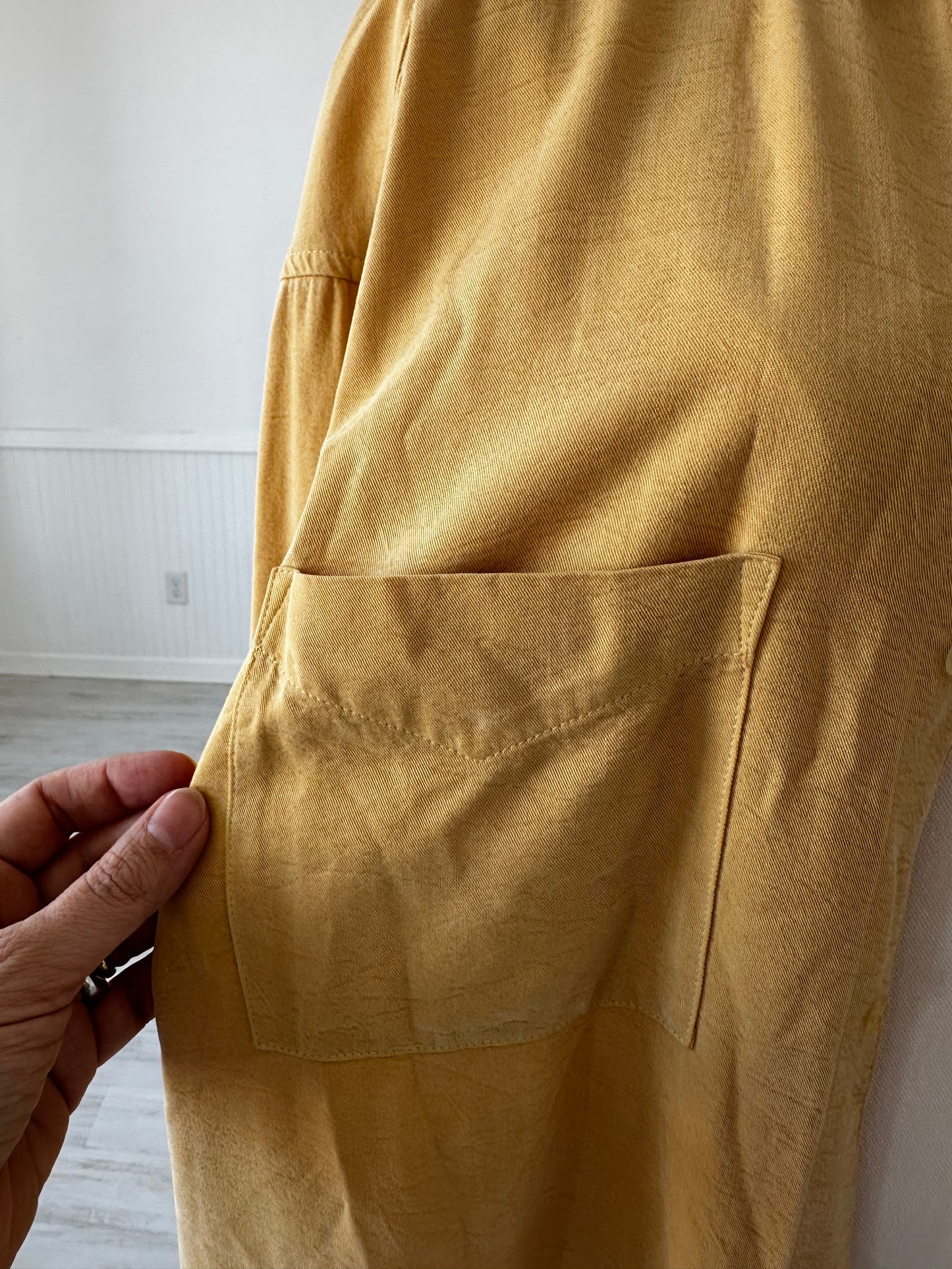 90s Tianello yellow Tencel button down. Made in USA