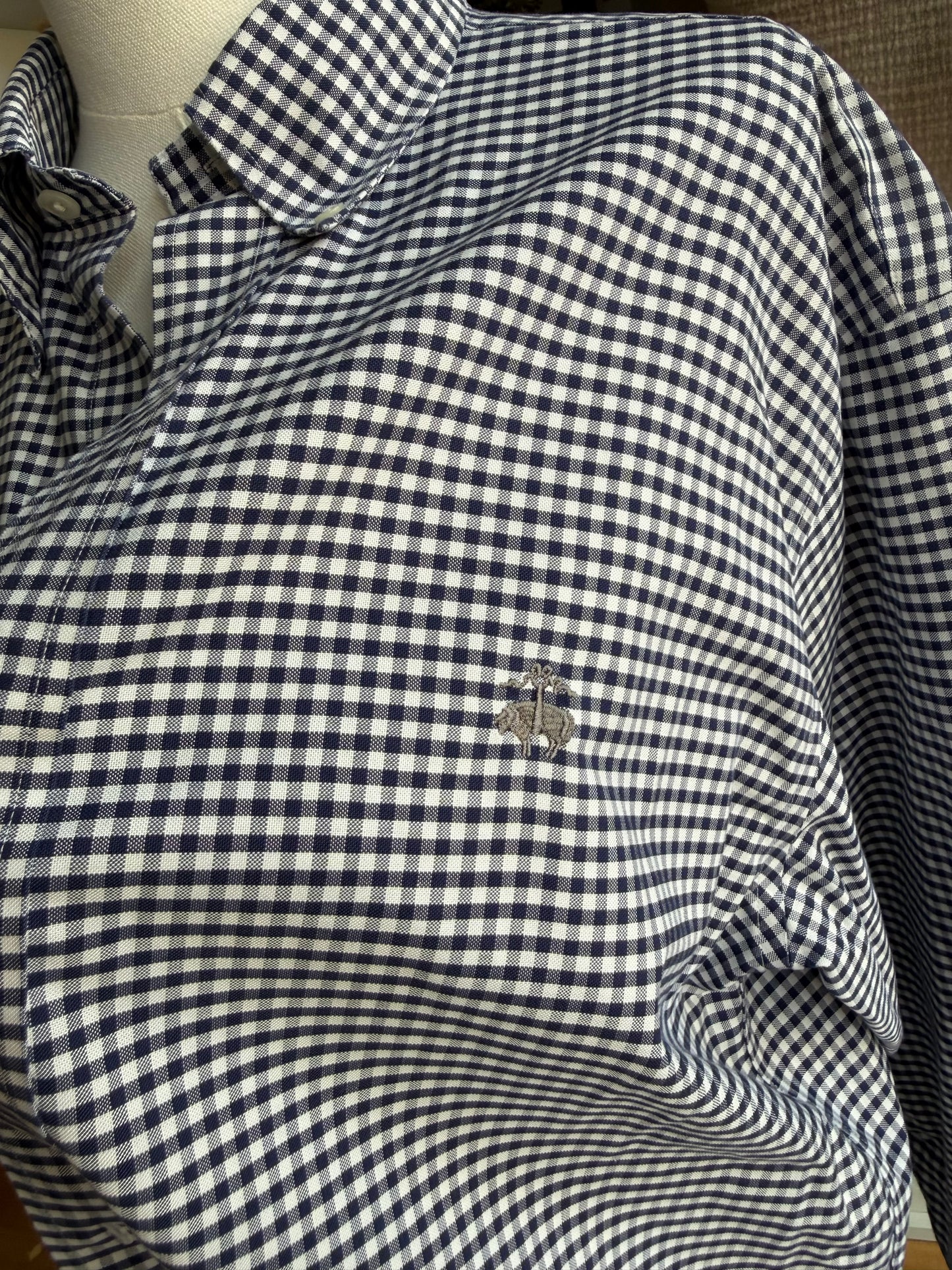 90s Brooks Brothers navy gingham oxford button down.