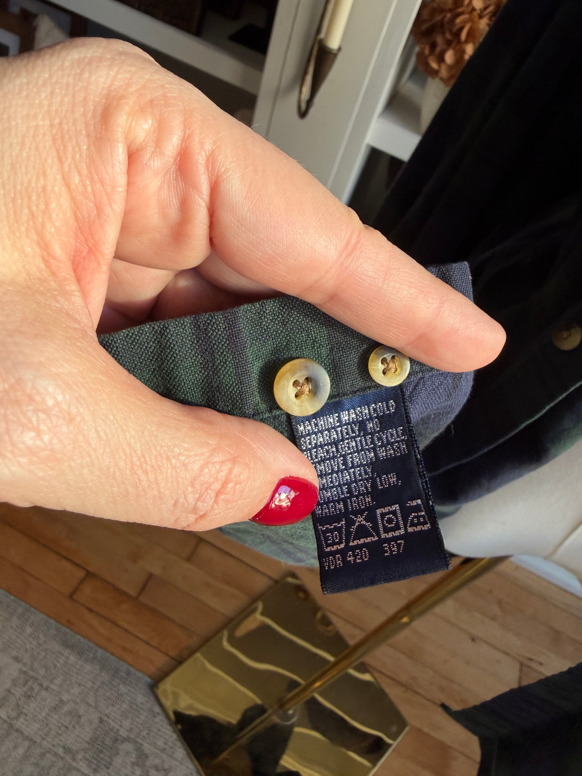 90s Nautica black watch plaid cotton button down