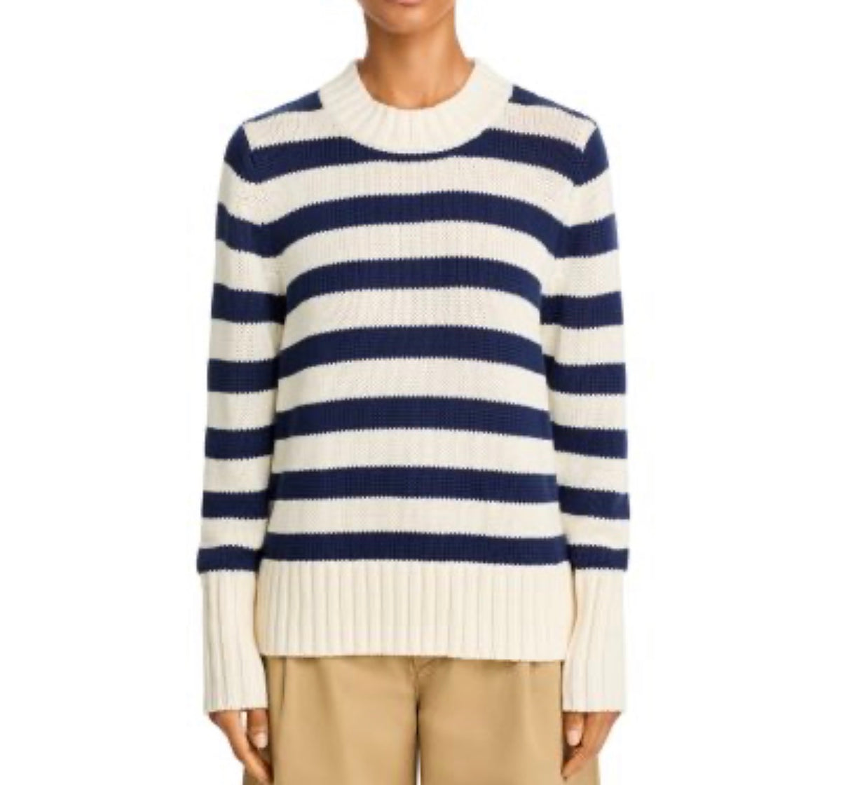 Kule cotton navy stripe sweater. Size L