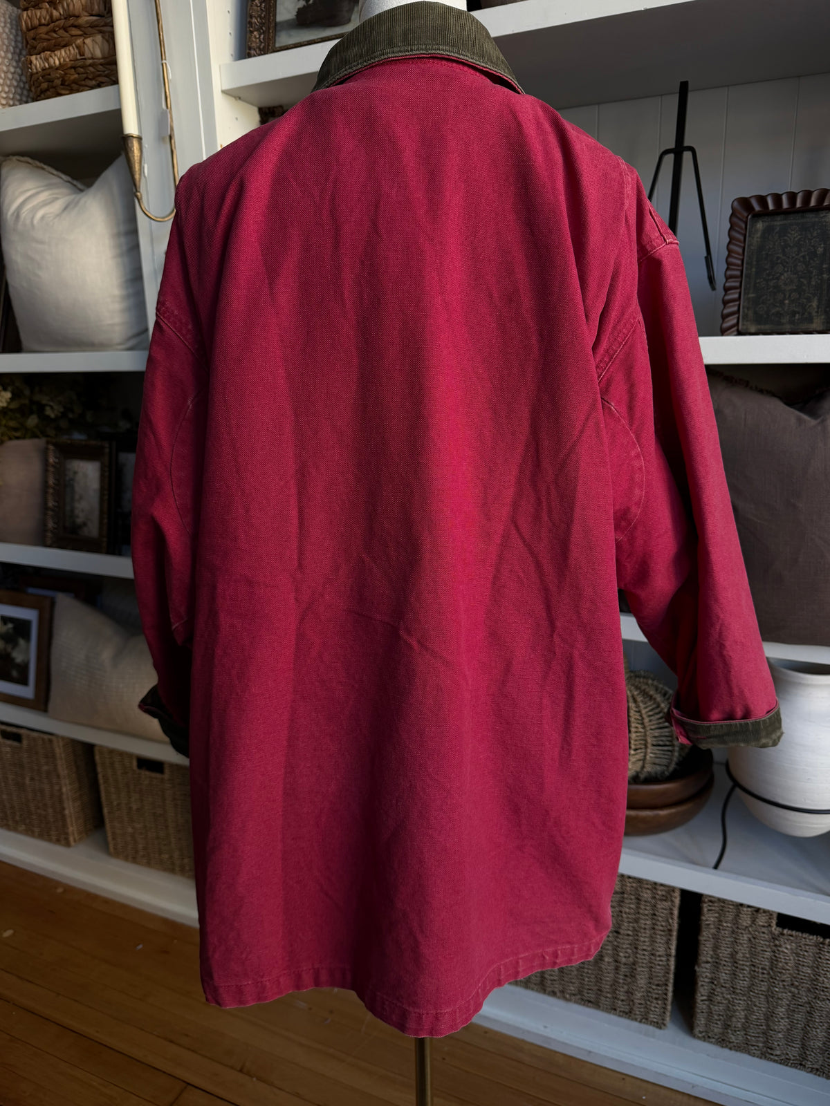 80s LL Bean red barn coat with removable wool lining. Made in the USA. Fits M-XL