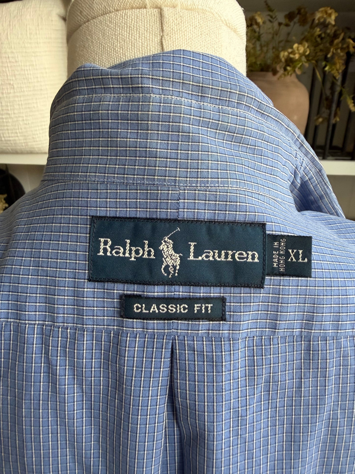 90s Ralph Lauren blue plaid poplin button down