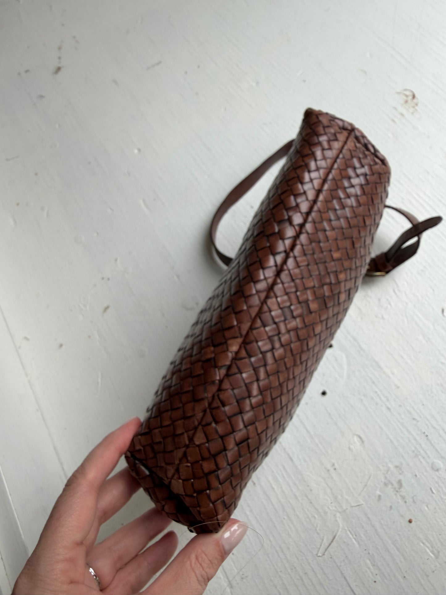 90s Talbots woven leather crossbody bag. Made in Italy