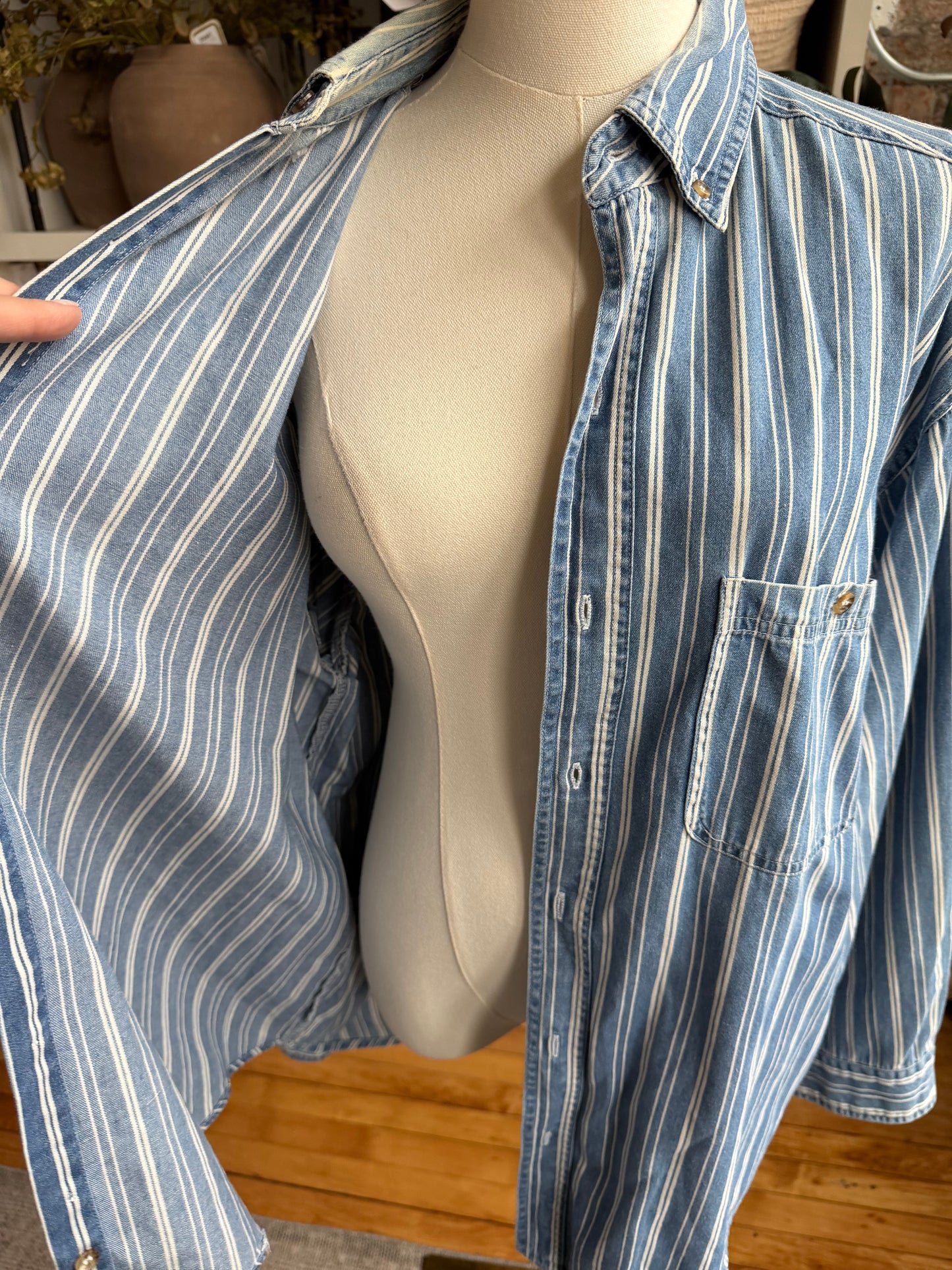 00s Basic Edition denim striped button down
