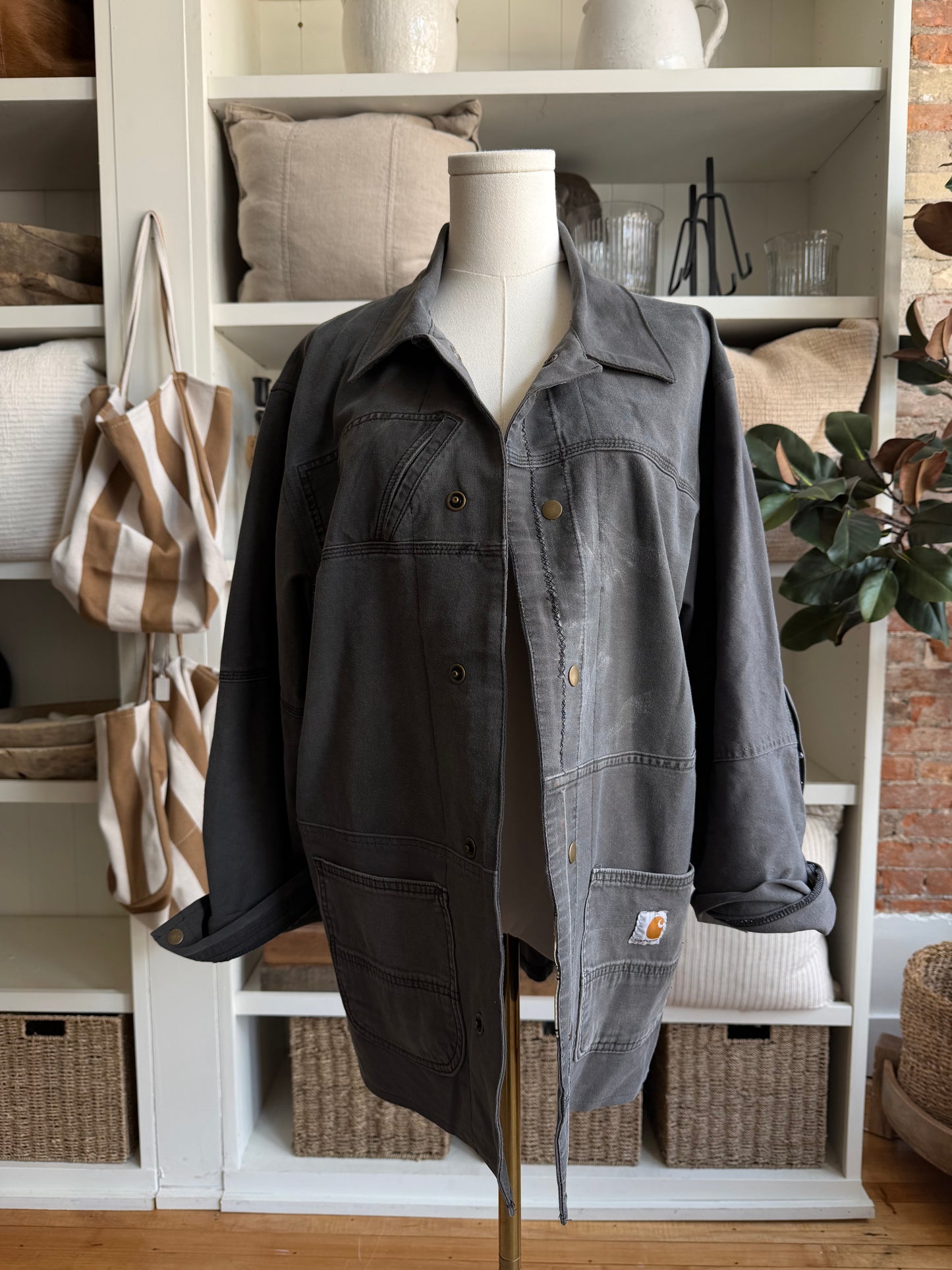 Gray Carhart Reworked Chore Coat. Size Medium