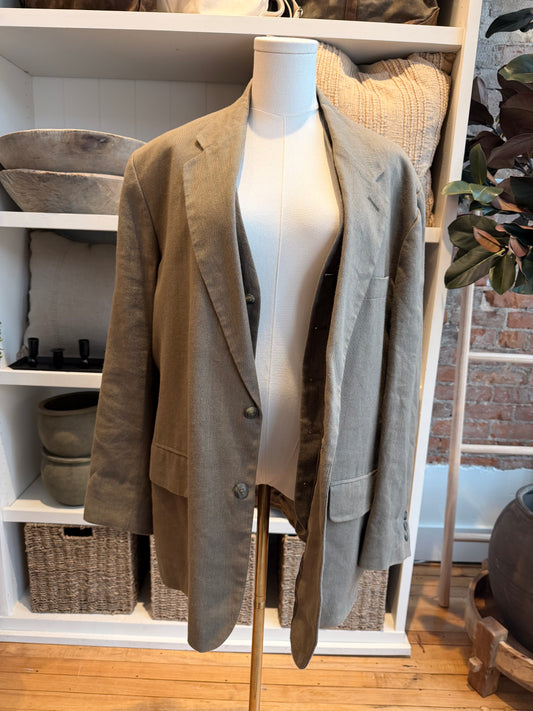 90s Calvin Klein green linen vest and blazer